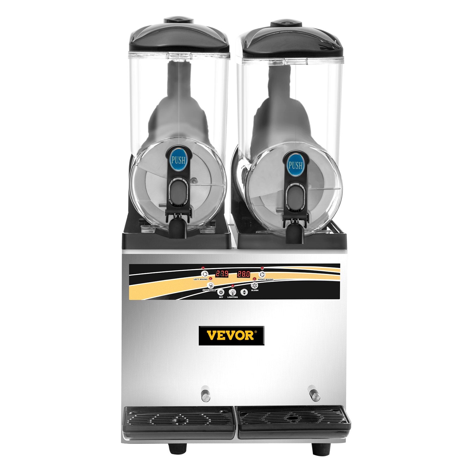 VEVOR Commercial Slushy Machine, 15Lx2 Tank Margarita Maker, 1000W Stainless Steel Smoothie Frozen Drink Maker for Supermarkets Cafés Restaurants Bars Home Use 