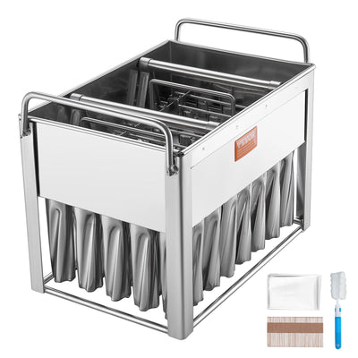 VEVOR Commercial Popsicle Moulds, 40PCS Cylindrical Ice Pop Moulds, Stainless Steel Ice Lolly Popsicle Moulds, Ice Cream Maker Mould Holder with 50PCS Popsicle Sticks & Bags (Single Mould Set - 40PCS) 
