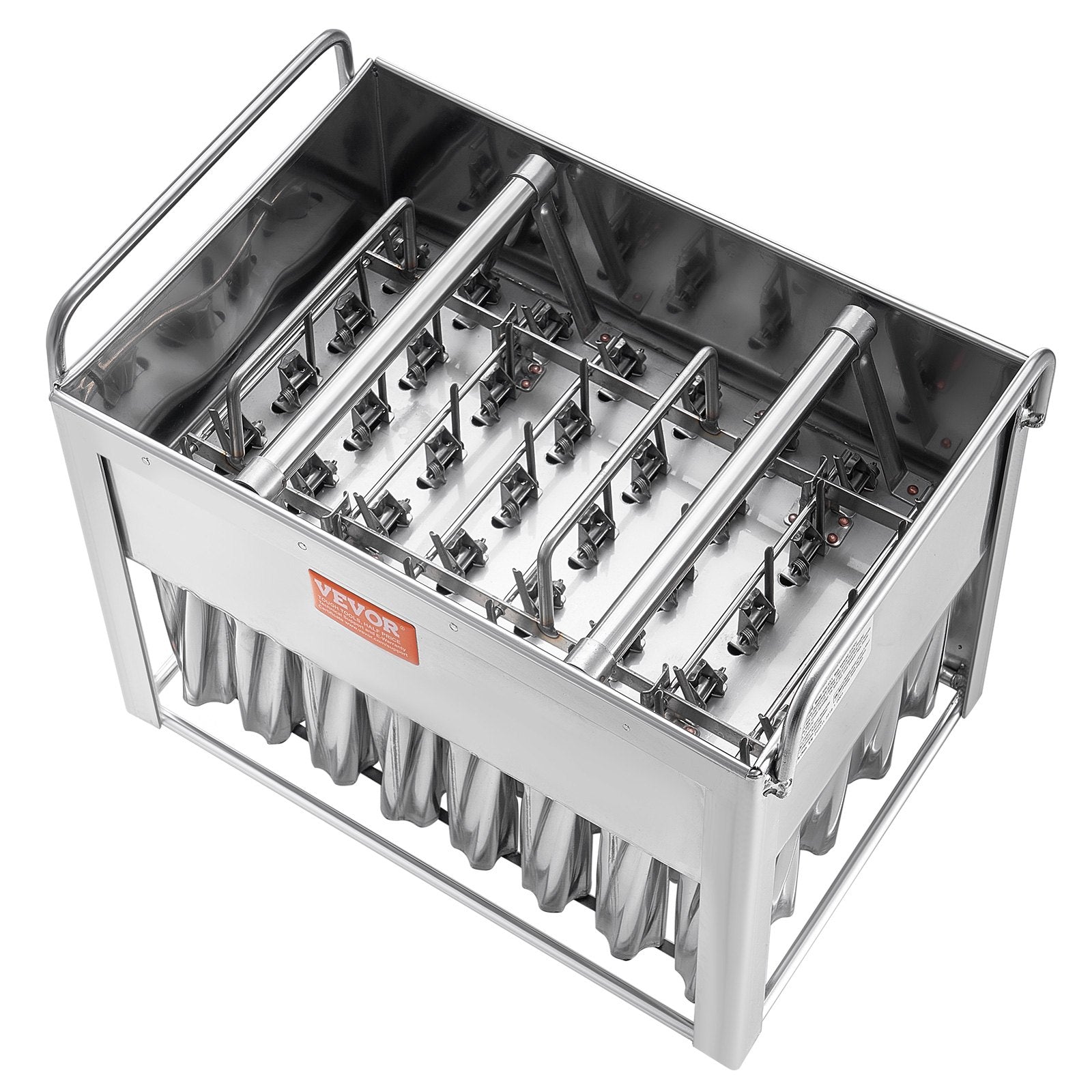 VEVOR Commercial Popsicle Moulds, 40PCS Cylindrical Ice Pop Moulds, Stainless Steel Ice Lolly Popsicle Moulds, Ice Cream Maker Mould Holder with 50PCS Popsicle Sticks & Bags (Single Mould Set - 40PCS) 