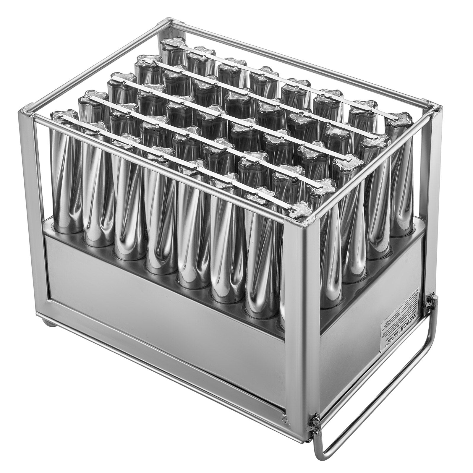 VEVOR Commercial Popsicle Moulds, 40PCS Cylindrical Ice Pop Moulds, Stainless Steel Ice Lolly Popsicle Moulds, Ice Cream Maker Mould Holder with 50PCS Popsicle Sticks & Bags (Single Mould Set - 40PCS) 