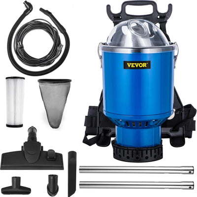 VEVOR Backpack Vacuum, 3.6qt Backpack Vacuum Cleaner, 5-IN-1 Lightweight Backpack Vacuum, HEPA Filtration Vacuum Backpack, Commercial Industrial Backpack Vacuum with Telescoping Wand, Tool Kit, Corded 