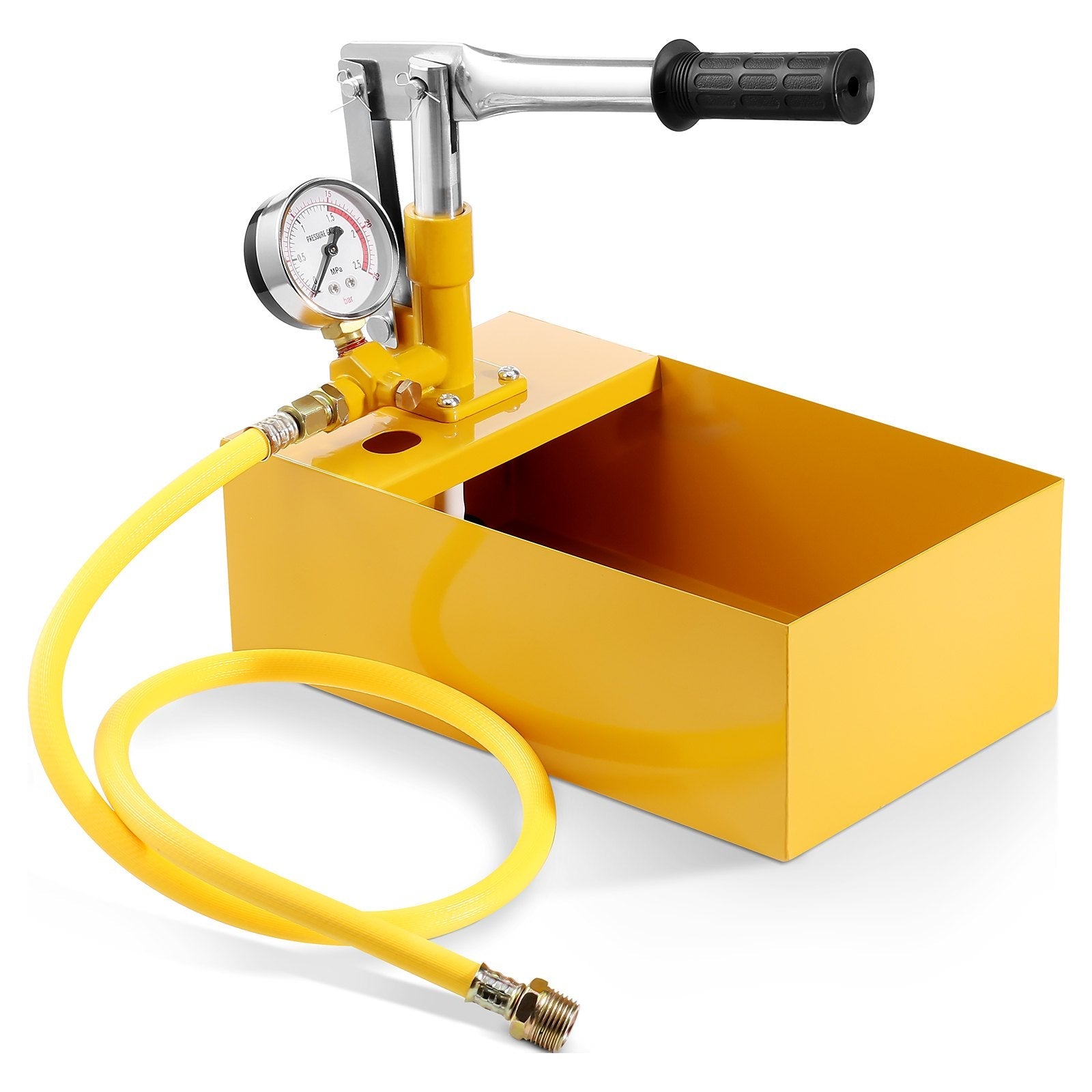 VEVOR Hydrostatic Test Pump, Max 25 bar/362 PSI, Single Valve Hydraulic Manual Water Pressure Tester Kit with Gauge 1.4 Gal Water Tank, 3 ft Hose with 1/2 inch External Thread Connector for Pipeline 