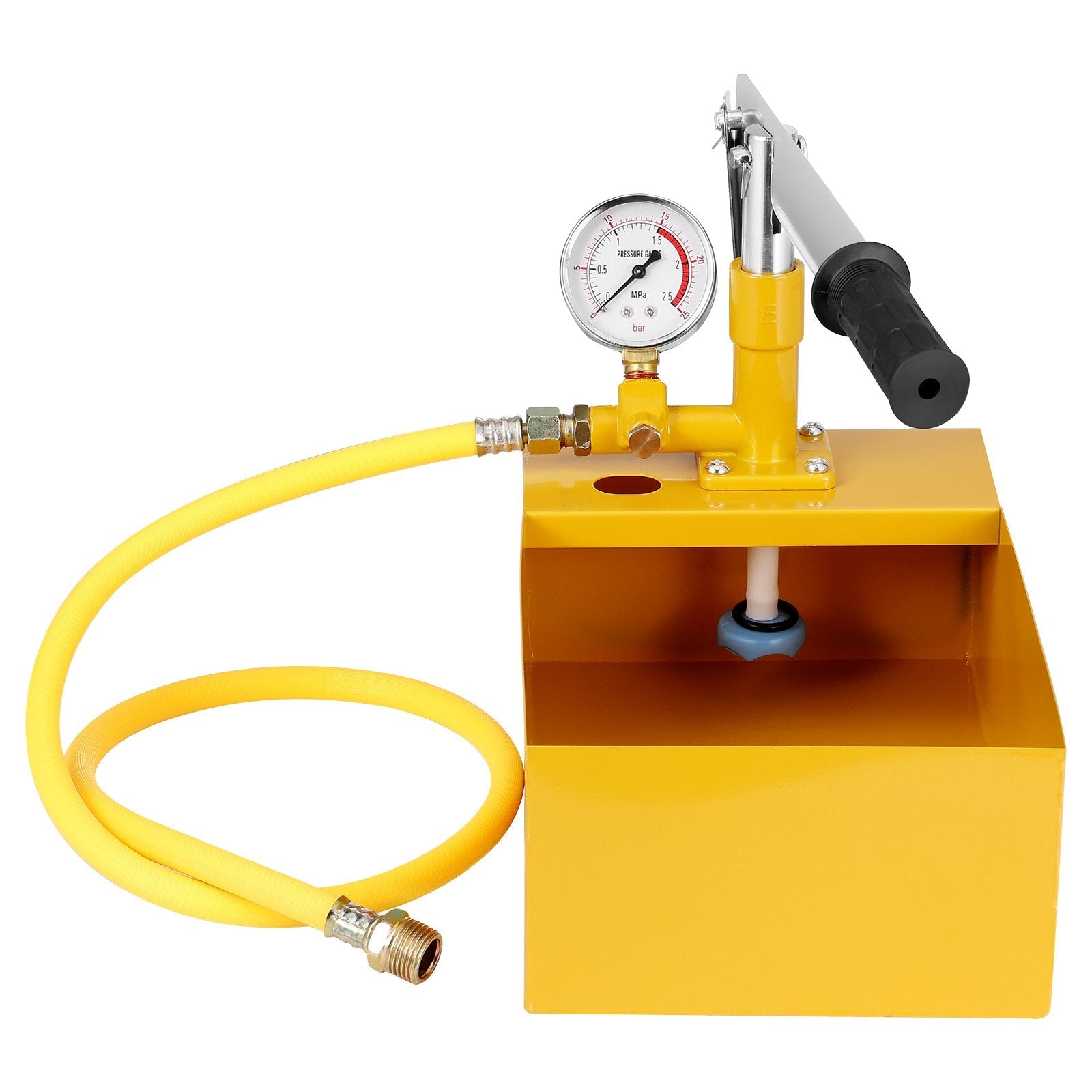 VEVOR Hydrostatic Test Pump, Max 25 bar/362 PSI, Single Valve Hydraulic Manual Water Pressure Tester Kit with Gauge 1.4 Gal Water Tank, 3 ft Hose with 1/2 inch External Thread Connector for Pipeline 