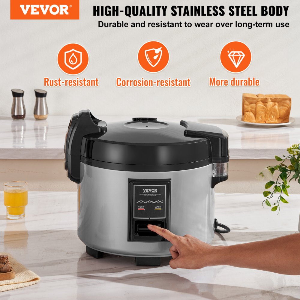 VEVOR Commercial Rice Cooker 45-Cup Non-Stick Pot 9L 12H Keep Warm Restaurant 