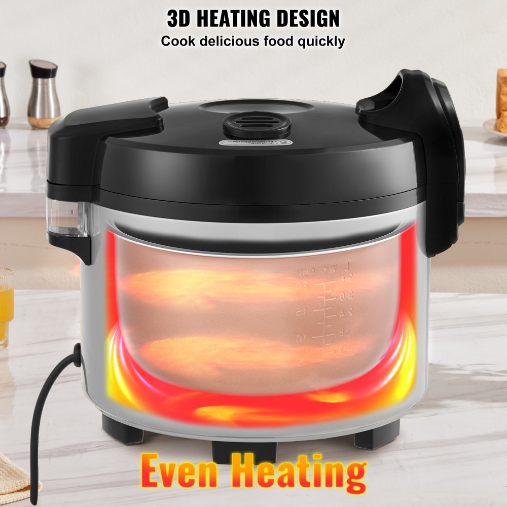 VEVOR Commercial Rice Cooker 45-Cup Non-Stick Pot 9L 12H Keep Warm Restaurant 