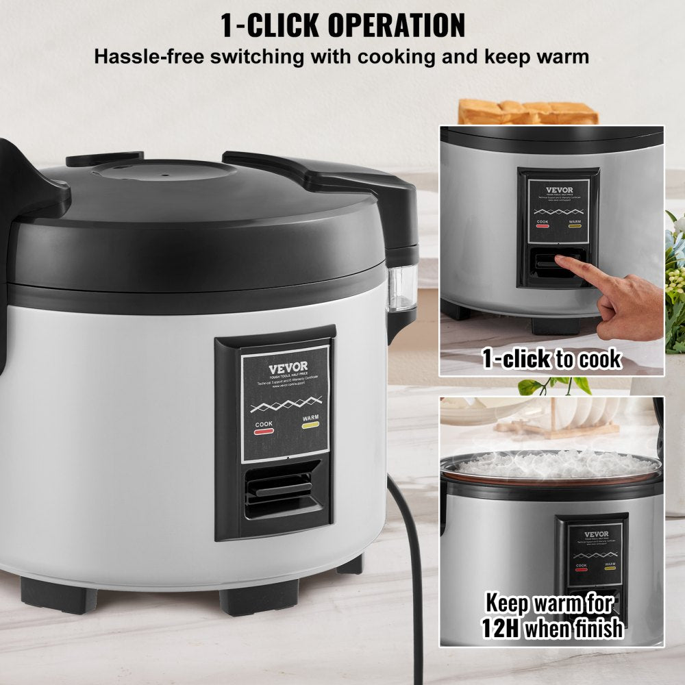 VEVOR Commercial Rice Cooker 45-Cup Non-Stick Pot 9L 12H Keep Warm Restaurant 
