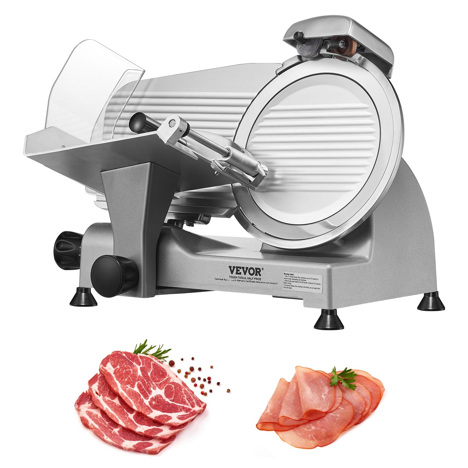 VEVOR Meat Slicer, 340W Electric Deli Food Slicer with 10" SUS420 Stainless Steel Blade and Built-in Sharpening Stone, 0-0.6 inch Adjustable Thickness for Commercial and Home Use, Cut Meat and Cheese 
