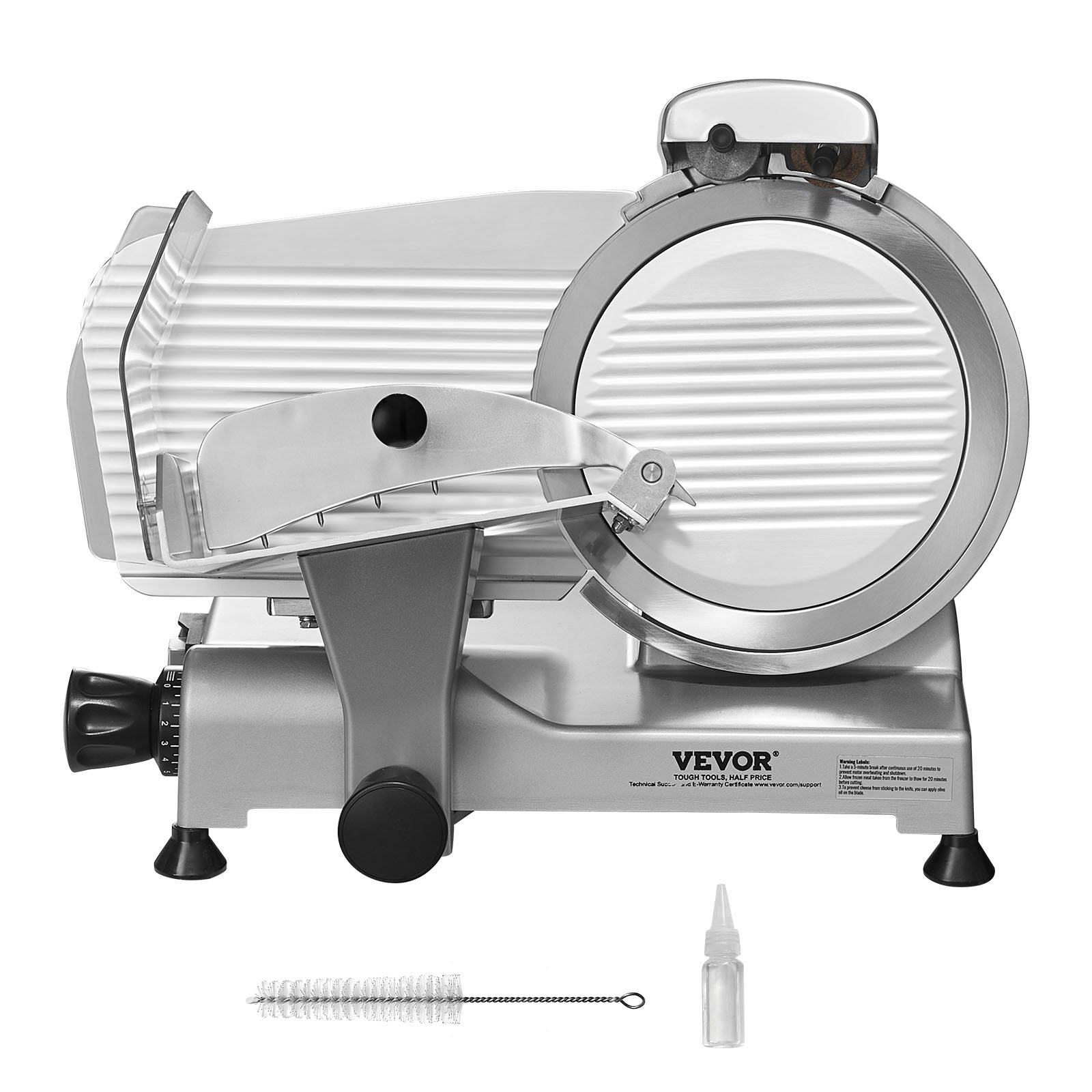 VEVOR Meat Slicer, 340W Electric Deli Food Slicer with 10" SUS420 Stainless Steel Blade and Built-in Sharpening Stone, 0-0.6 inch Adjustable Thickness for Commercial and Home Use, Cut Meat and Cheese 