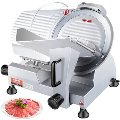VEVOR Commercial Meat Slicer, 320W Electric Deli Food Slicer, 12 inch Carbon Steel Blade Electric Food Slicer, 350-400RPM Meat Slicer, 0-0.6 inch Adjustable Thickness for Meat, Cheese, Veggies, Ham 