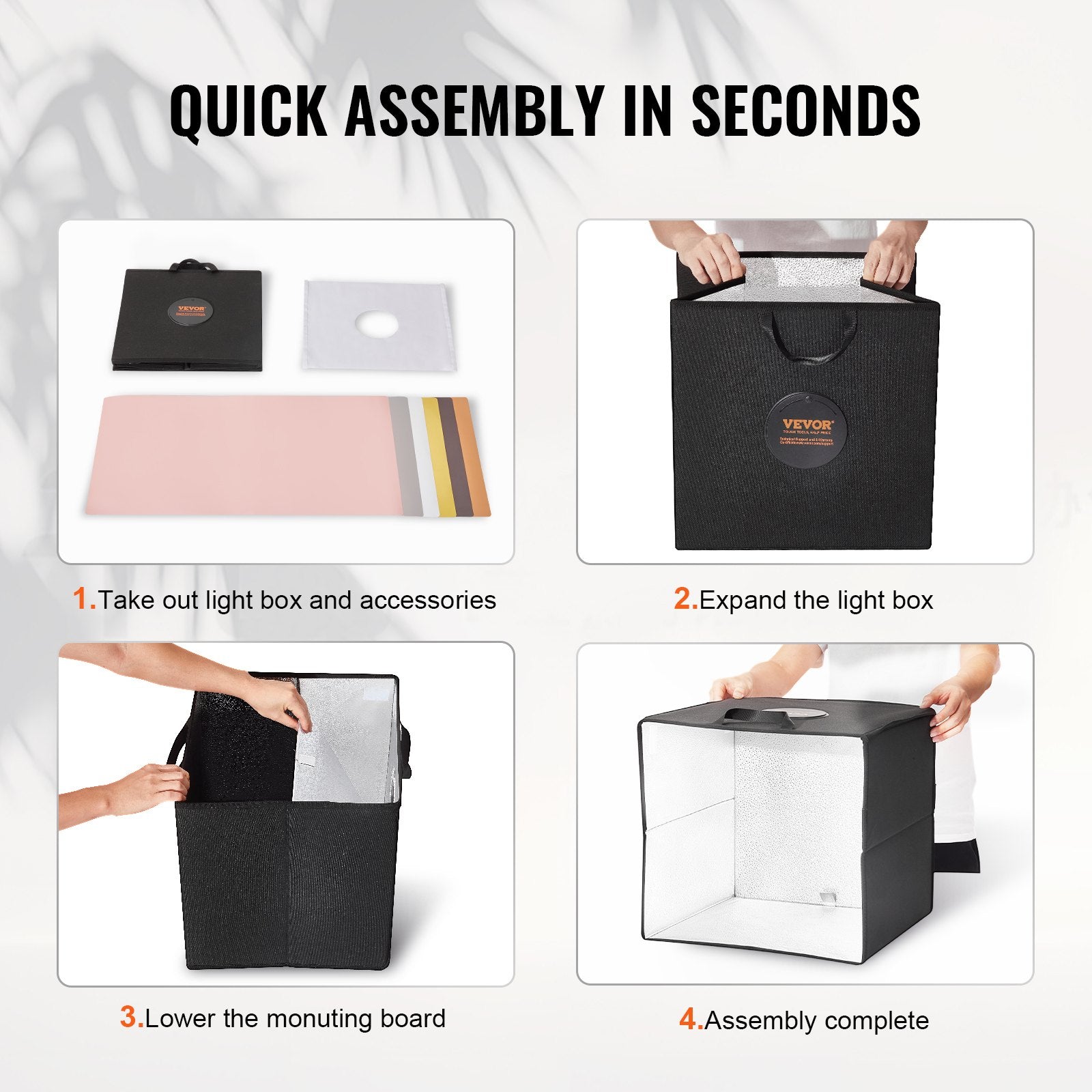 VEVOR 12" x 12" Photo Studio Light Box 3000-5600K 6 Double-Sided Color Backdrops 