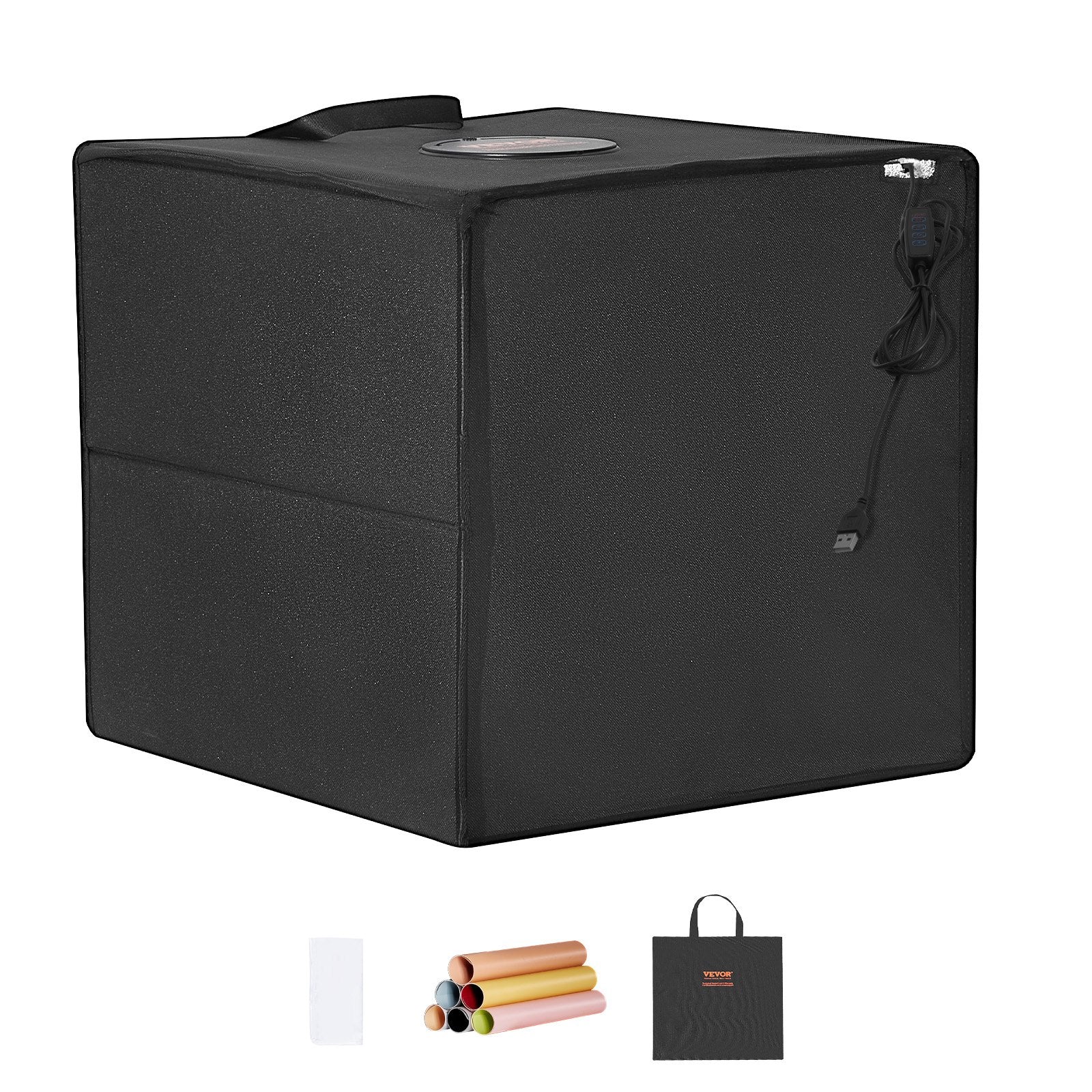 VEVOR 12" x 12" Photo Studio Light Box 3000-5600K 6 Double-Sided Color Backdrops 