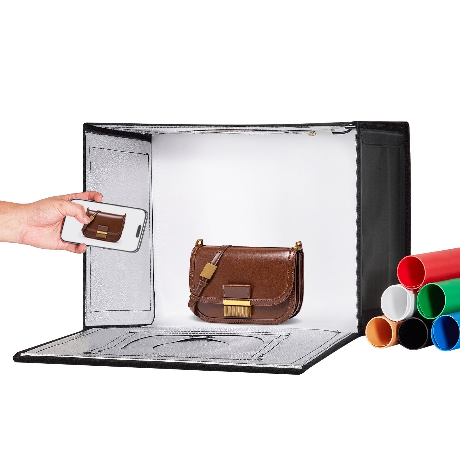 VEVOR Photo Studio Light Box 12"x12" 3000-5600K Adjustable 3 Color Temperatures 