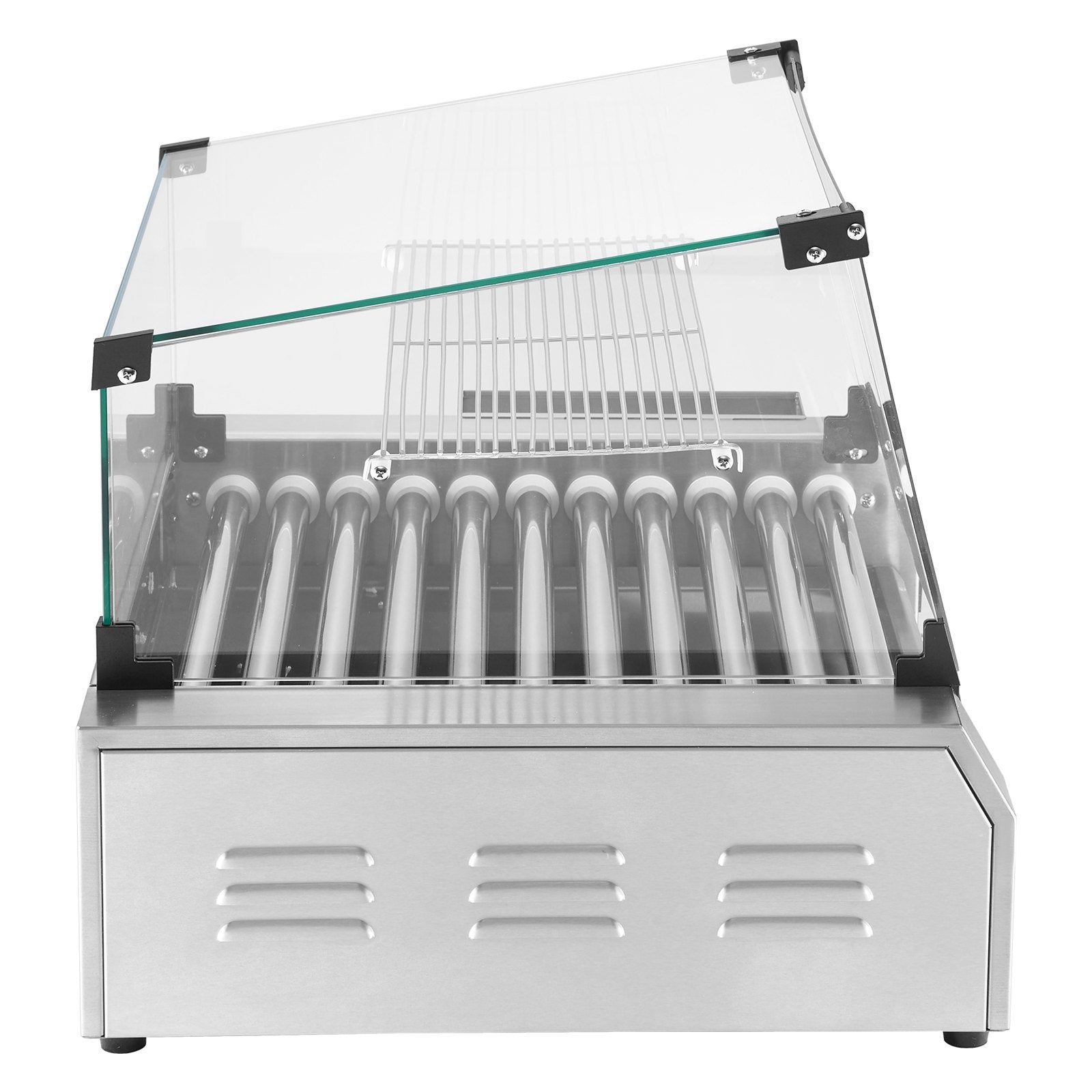 VEVOR Electric 30 Hot Dog 11 Roller Commercial Grill Cooker Machine Cover 1600W 