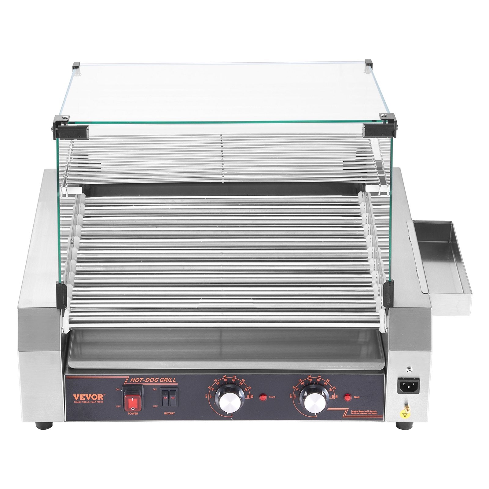 VEVOR Electric 30 Hot Dog 11 Roller Commercial Grill Cooker Machine Cover 1600W 