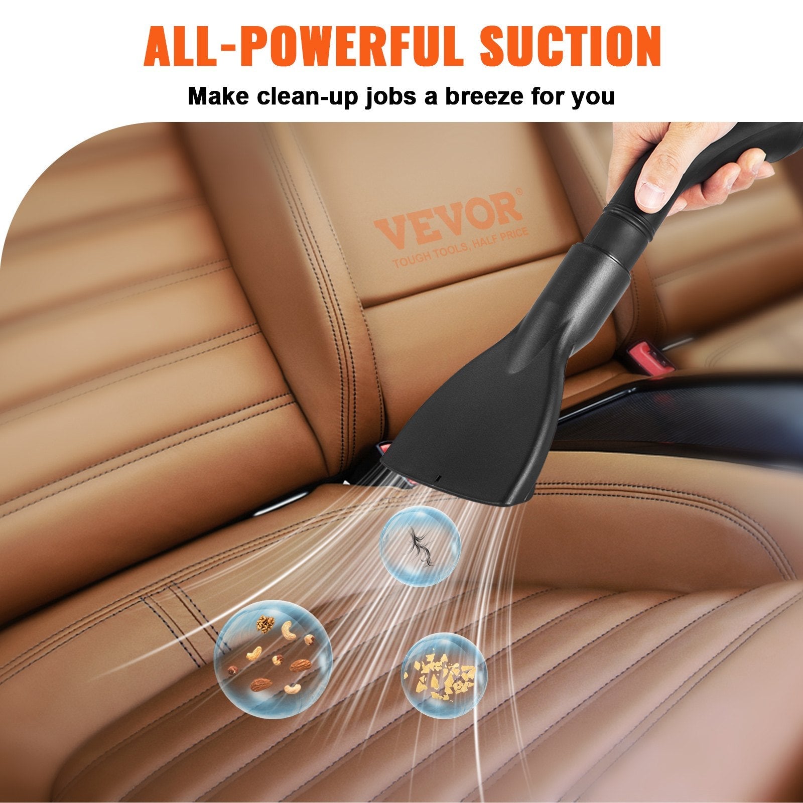 VEVOR Wet Dry Vac, 2.6 Gallon, 2.5 Peak HP, 3 in 1 Shop Vacuum with Blowing Function, Portable with Attachments to Clean Floor, Upholstery, Gap, Car, ETL Listed, Black/Yellow 
