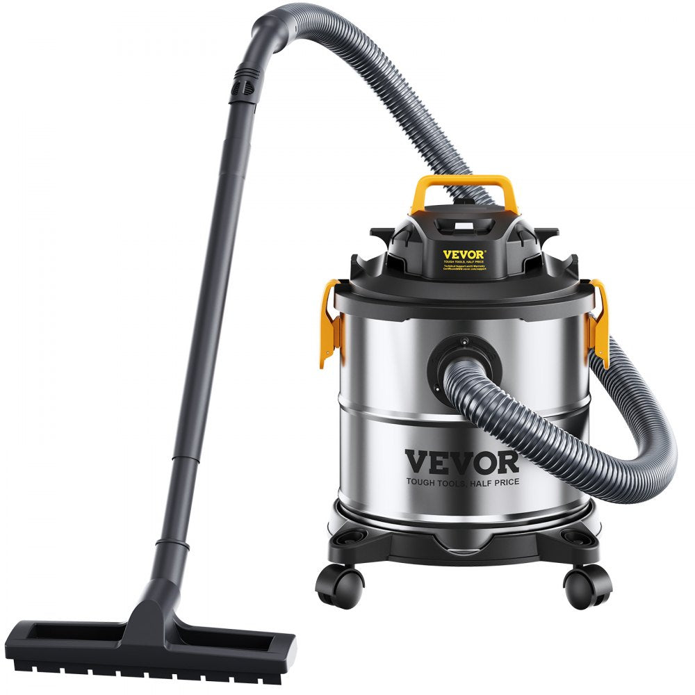 VEVOR Stainless Steel Wet Dry Shop Vacuum, 5.5 Gallon 6 Peak HP Wet/Dry Vac, Powerful Suction with Blower Function with Attachments 2-in-1 Crevice Nozzle, Small Shop Vac Perfect for Carpet Debris, Pet 