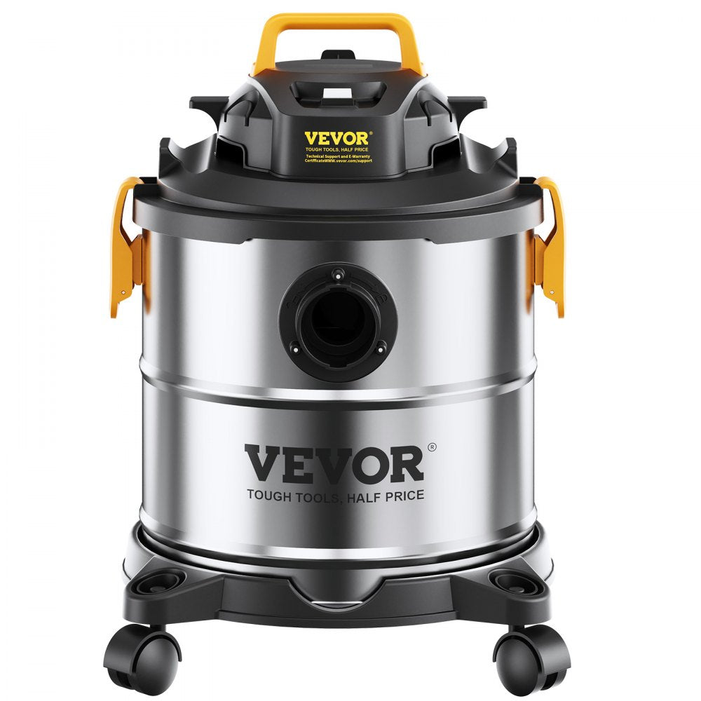 VEVOR Stainless Steel Wet Dry Shop Vacuum, 5.5 Gallon 6 Peak HP Wet/Dry Vac, Powerful Suction with Blower Function with Attachments 2-in-1 Crevice Nozzle, Small Shop Vac Perfect for Carpet Debris, Pet 