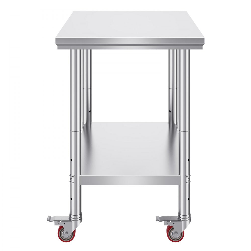 VEVOR 36x24x31.5 inch NSF Stainless Steel Work Table with Wheels Prep Table with casters Heavy Duty Work Table for Commercial Kitchen Restaurant Business Garage 350 lb Capacity 