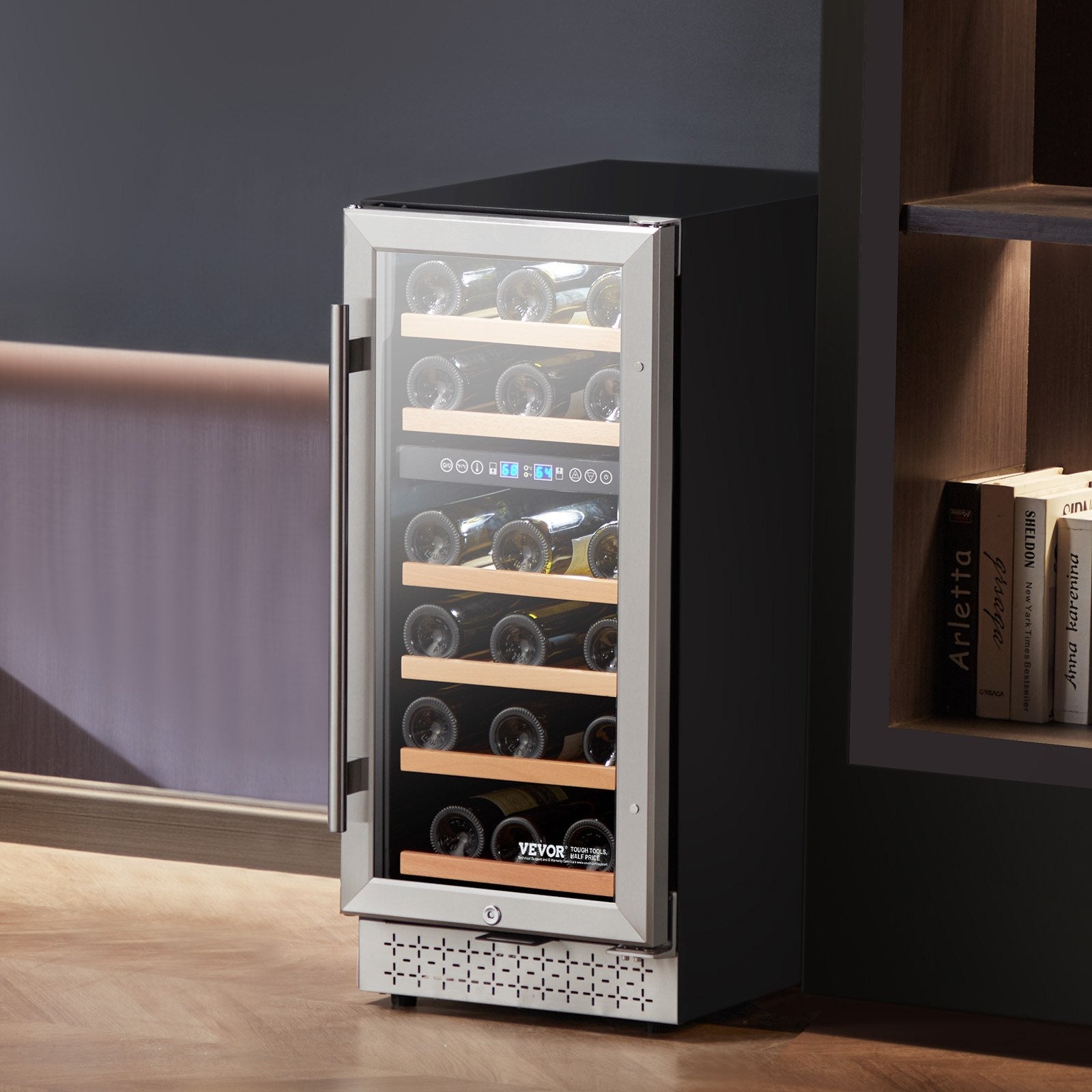 VEVOR Wine Cooler 28 Bottle Dual Zone Mini Wine Fridge Glass Door Temp Control 