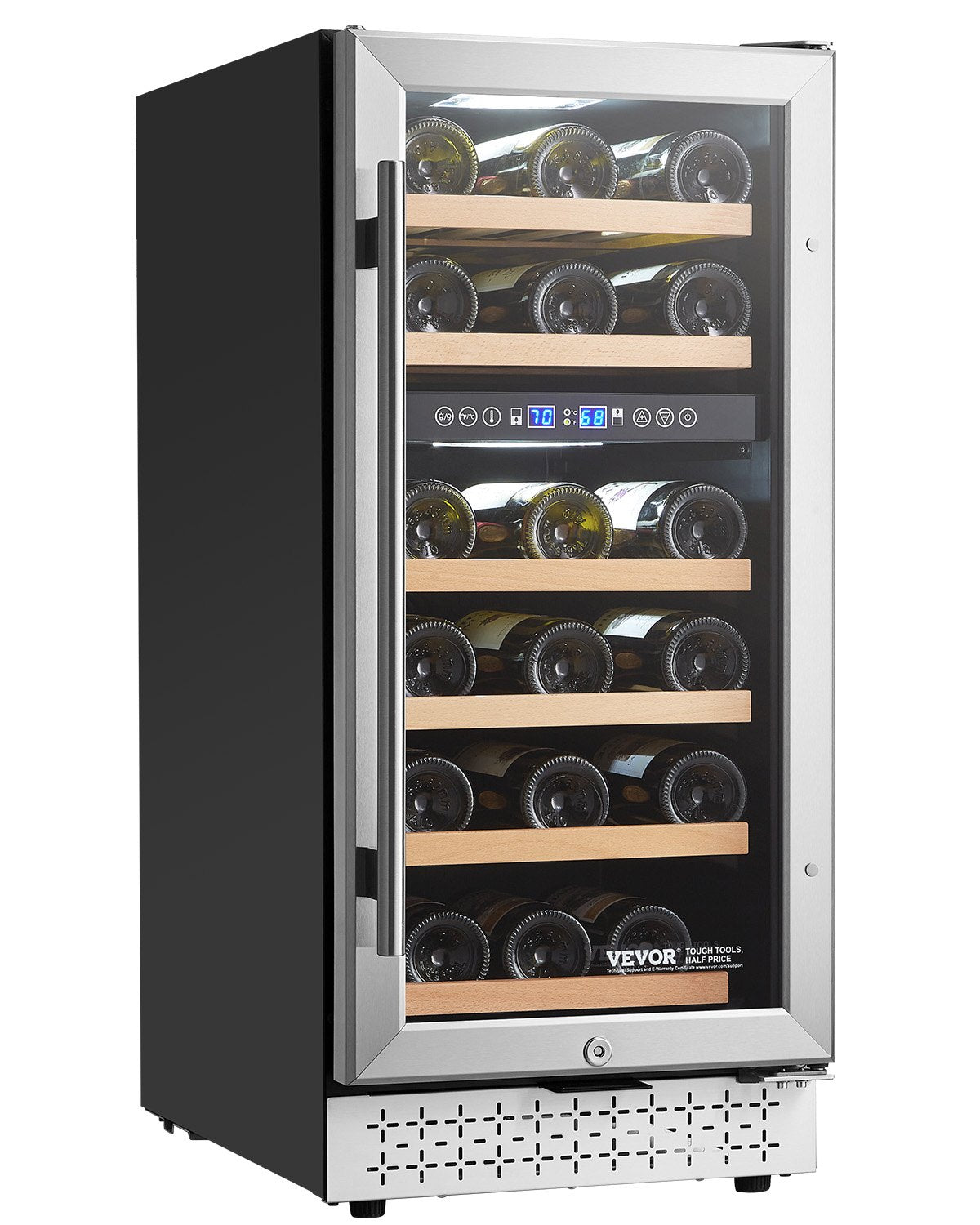 VEVOR Wine Cooler 28 Bottle Dual Zone Mini Wine Fridge Glass Door Temp Control 