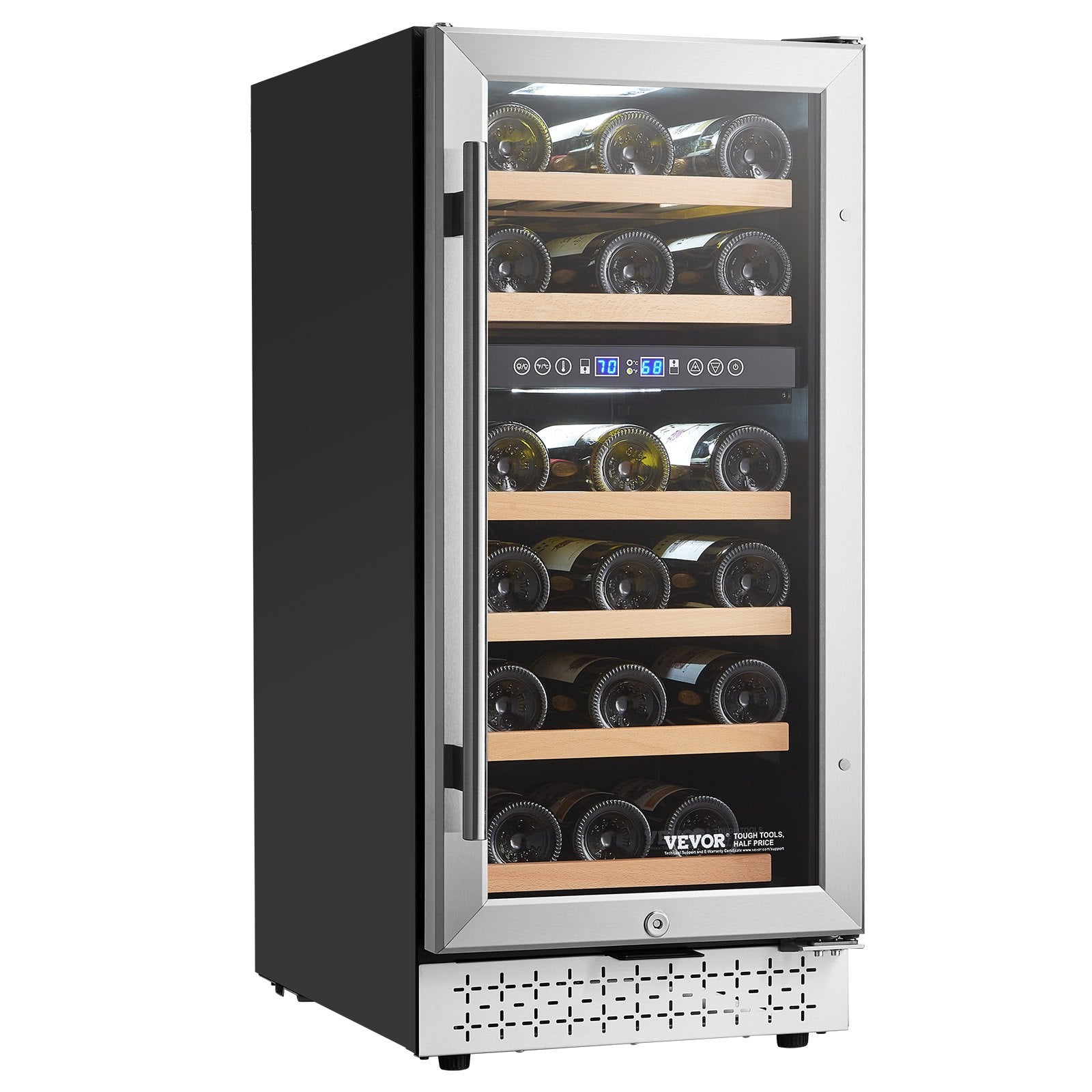 VEVOR Wine Cooler 28 Bottle Dual Zone Mini Wine Fridge Glass Door Temp Control 