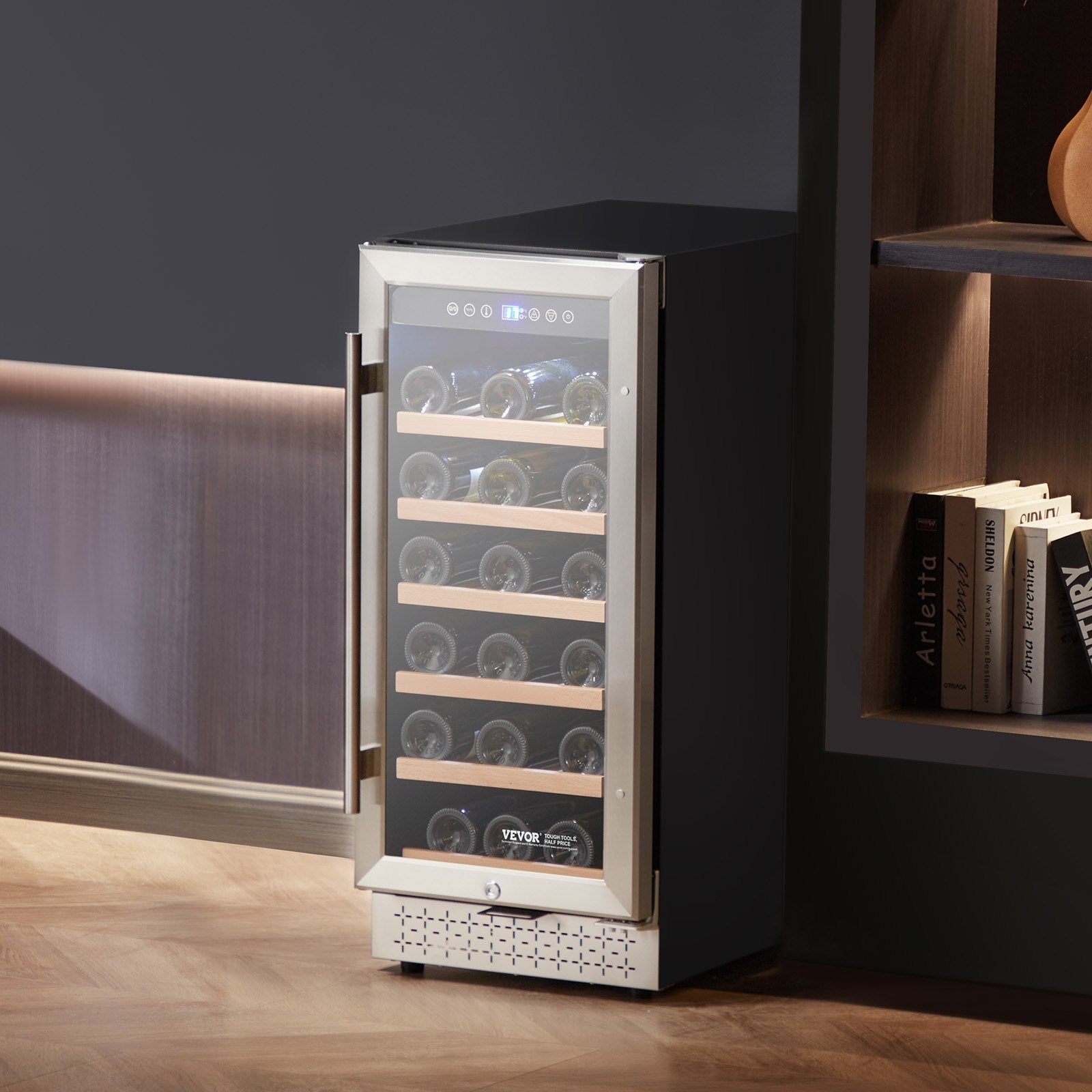 VEVOR Wine Cooler 28 Bottle Mini Wine Fridge Glass Door Digital Temp Control 