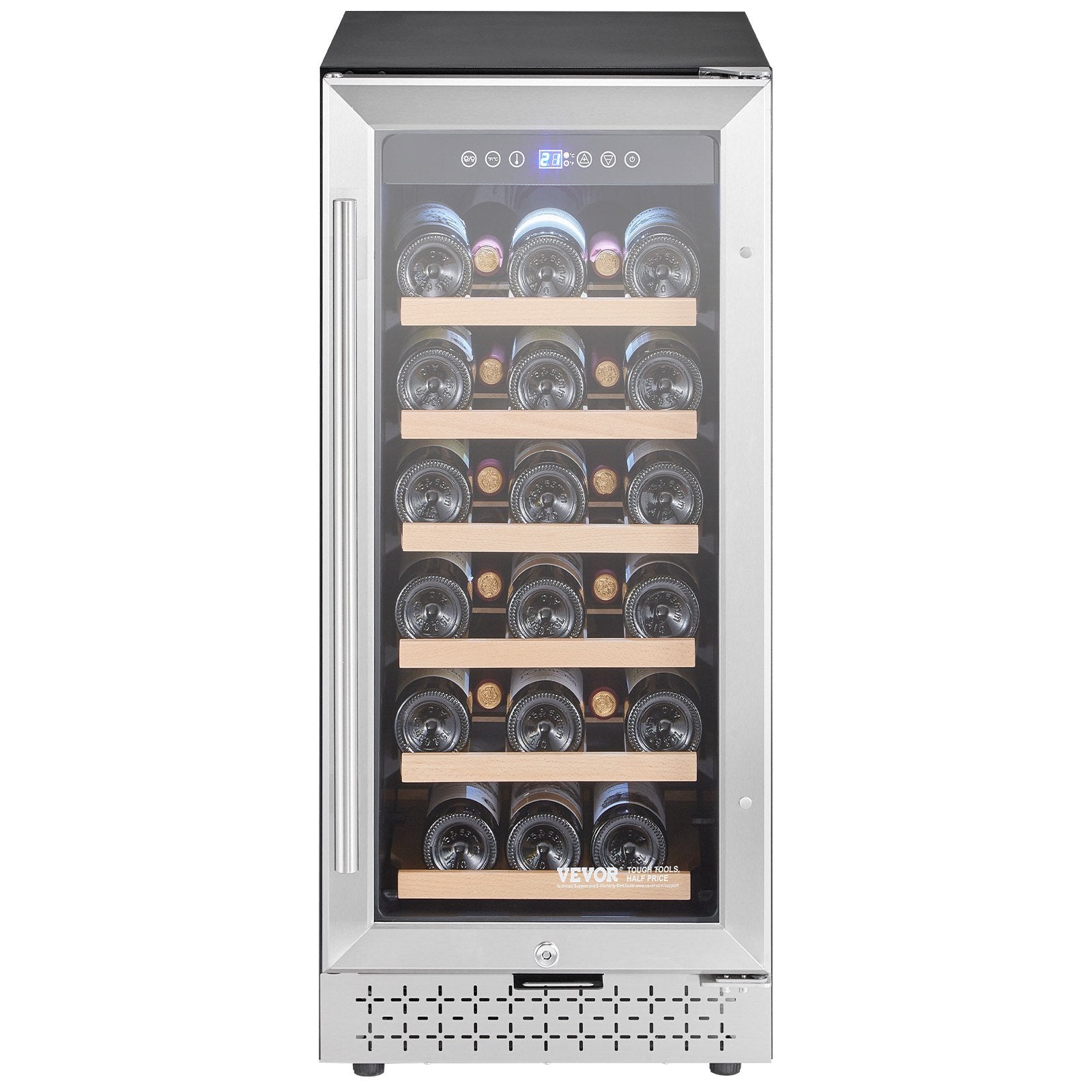 VEVOR Wine Cooler 28 Bottle Mini Wine Fridge Glass Door Digital Temp Control 