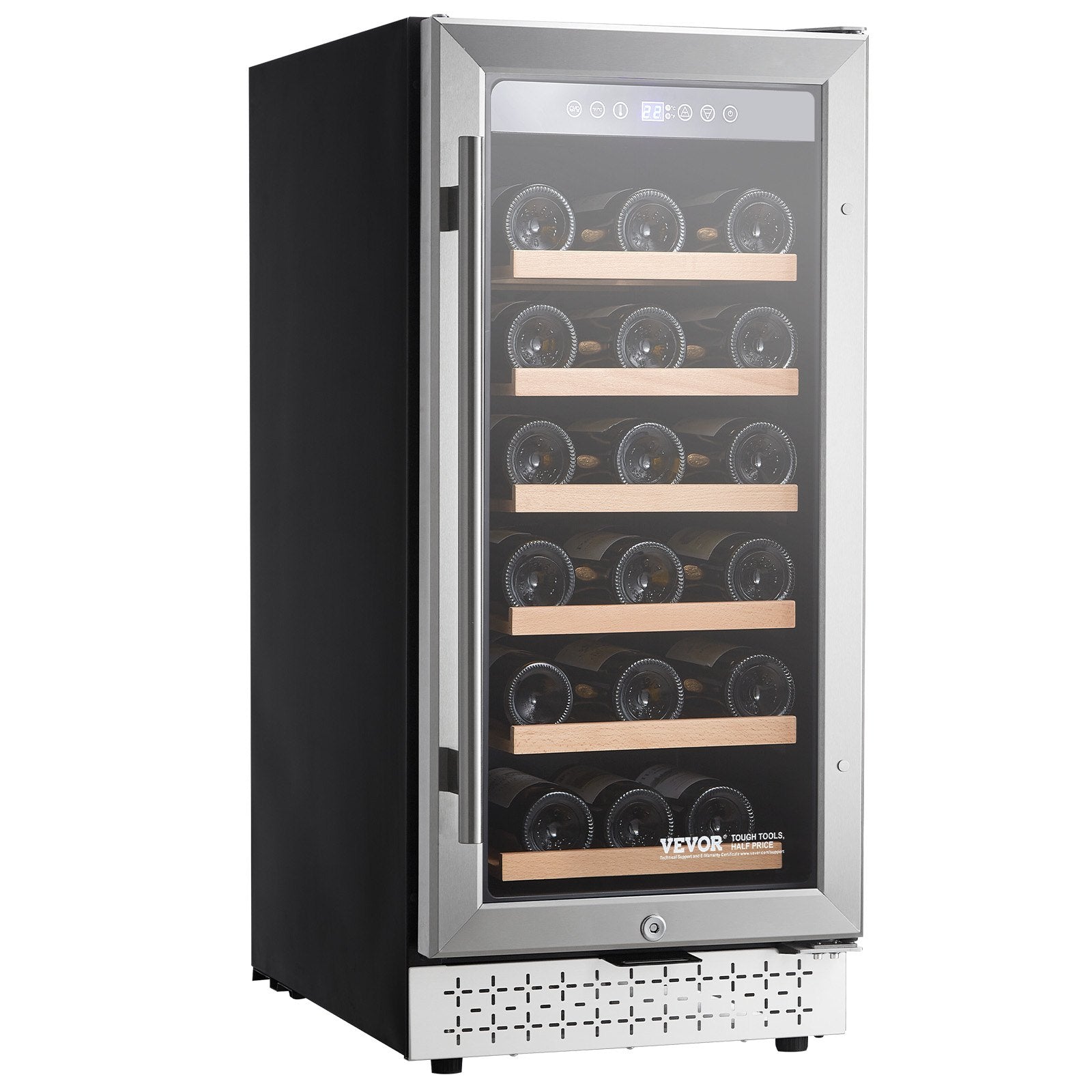 VEVOR Wine Cooler 28 Bottle Mini Wine Fridge Glass Door Digital Temp Control 