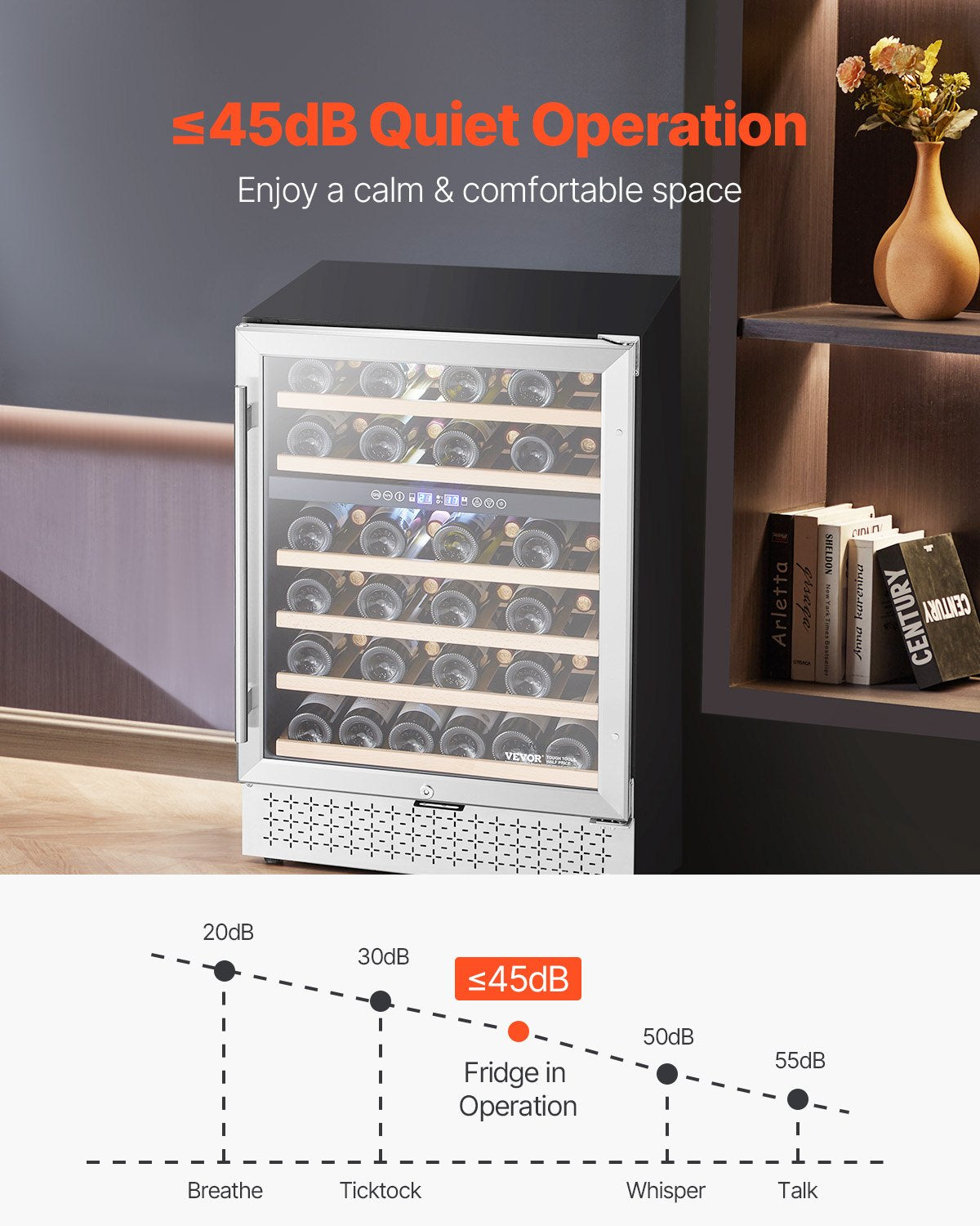VEVOR Wine Cooler 46 Bottle Dual Zone Wine Refrigerator Glass Door Temp Control 