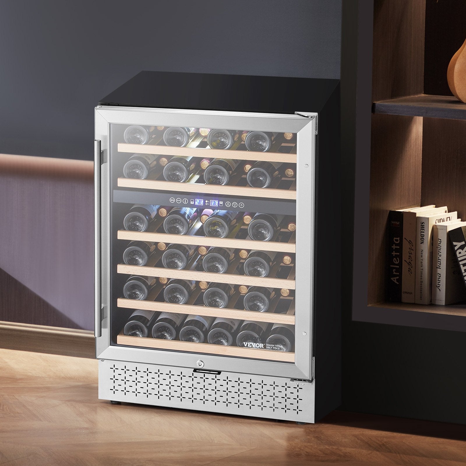 VEVOR Wine Cooler 46 Bottle Dual Zone Wine Refrigerator Glass Door Temp Control 