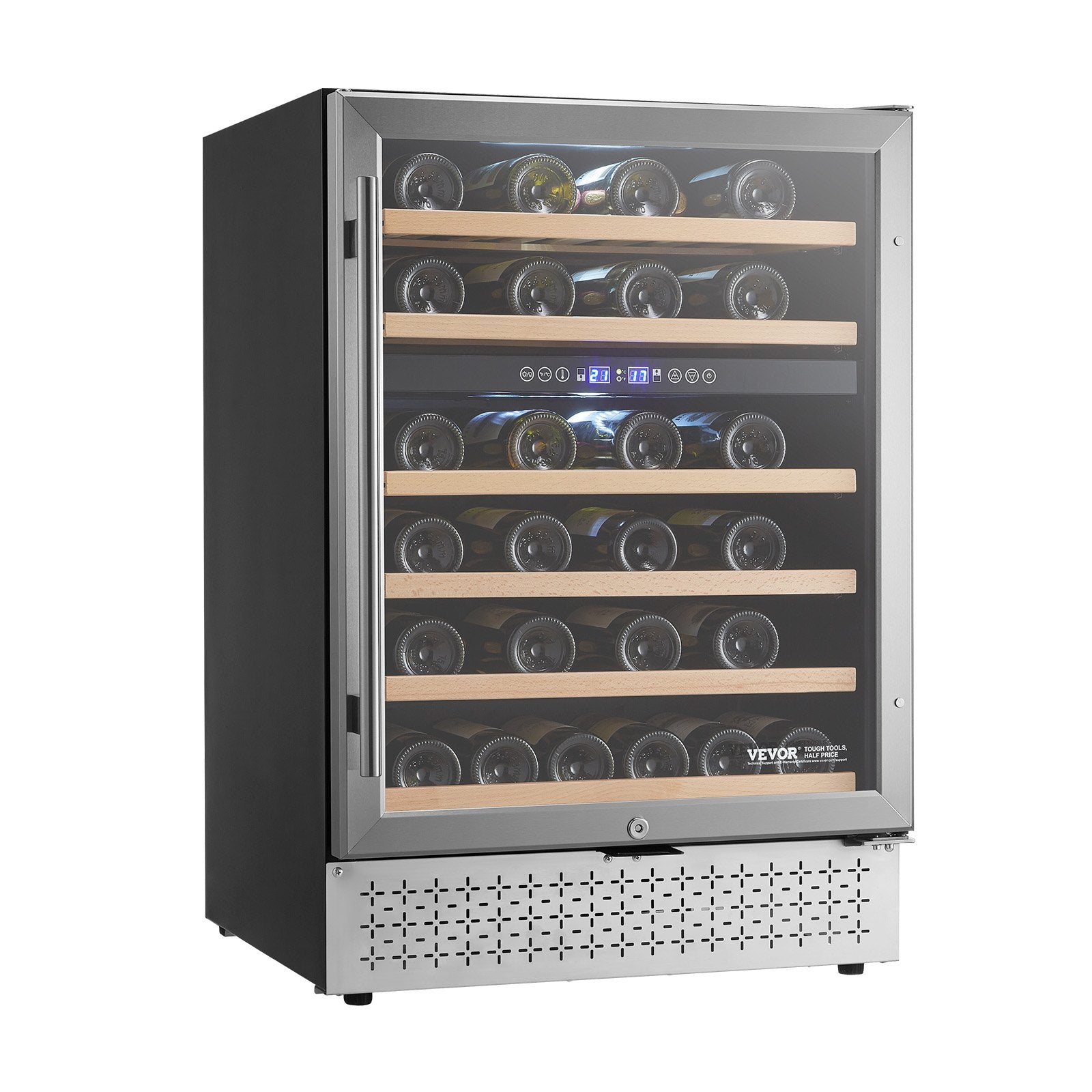 VEVOR Wine Cooler 46 Bottle Dual Zone Wine Refrigerator Glass Door Temp Control 
