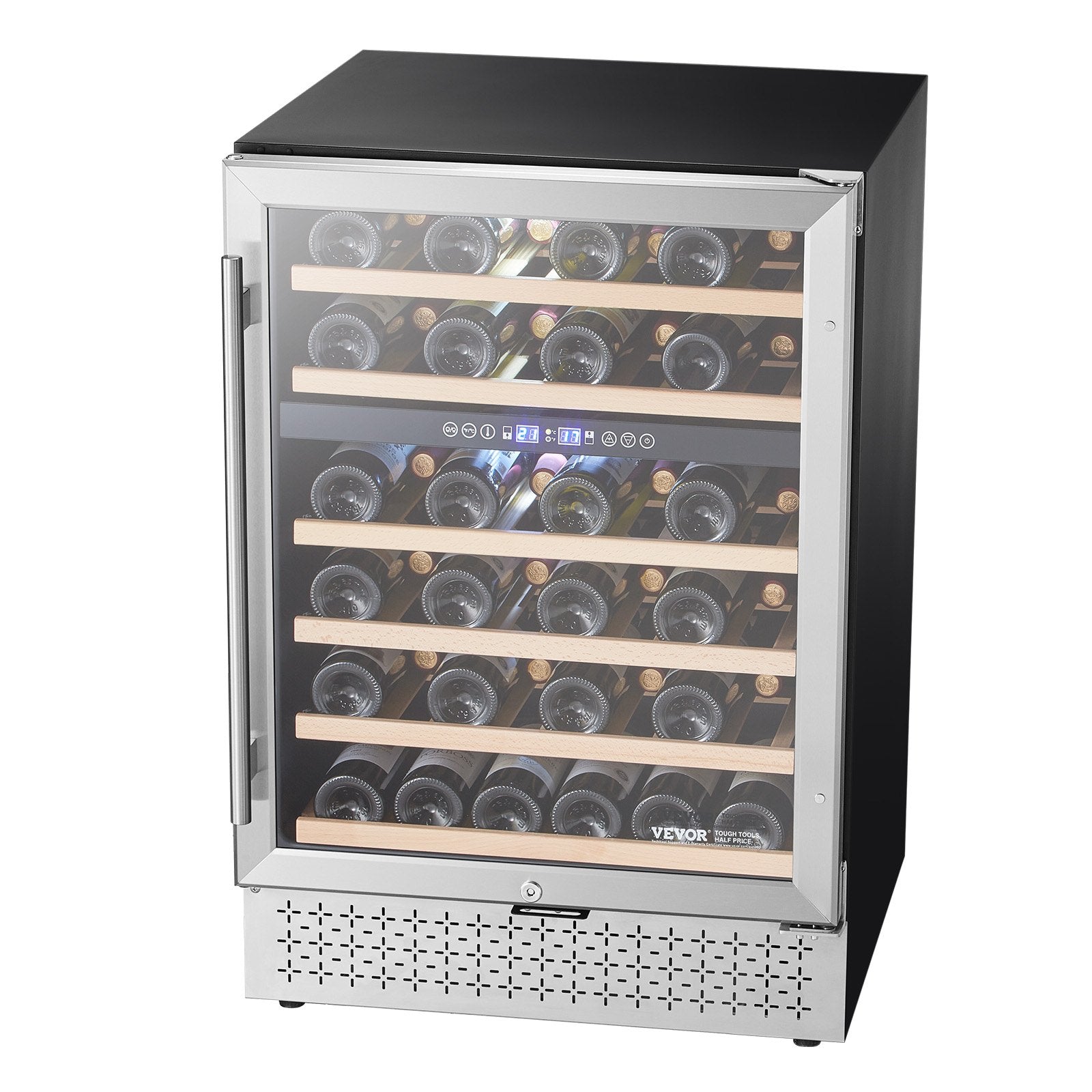 VEVOR Wine Cooler 46 Bottle Dual Zone Wine Refrigerator Glass Door Temp Control 