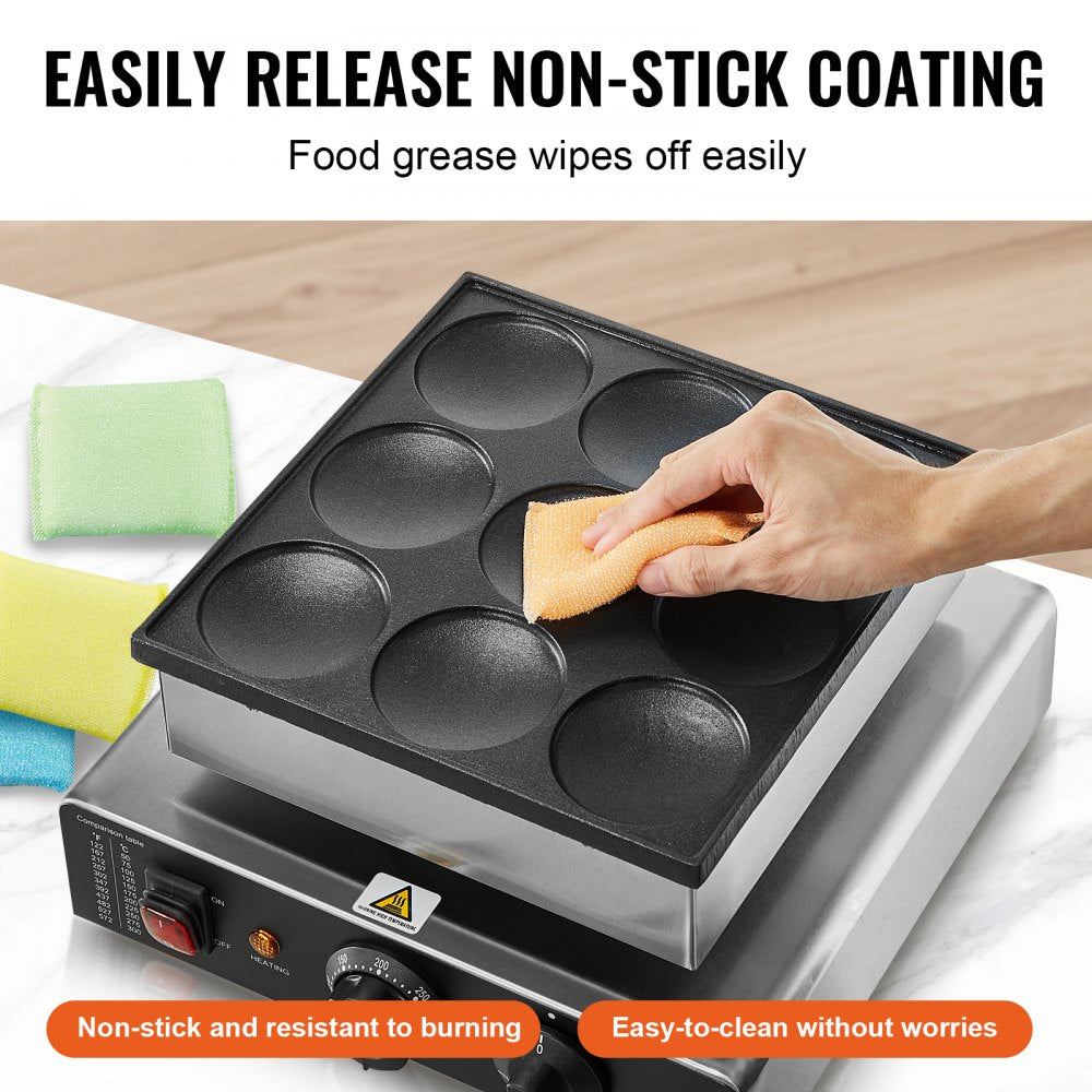 VEVOR 9PCS 76mm Dutch Pancake Maker Commercial Dorayaki Baker 850W Non-stick 