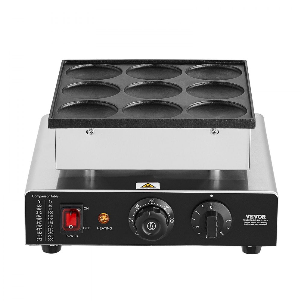 VEVOR 9PCS 76mm Dutch Pancake Maker Commercial Dorayaki Baker 850W Non-stick 