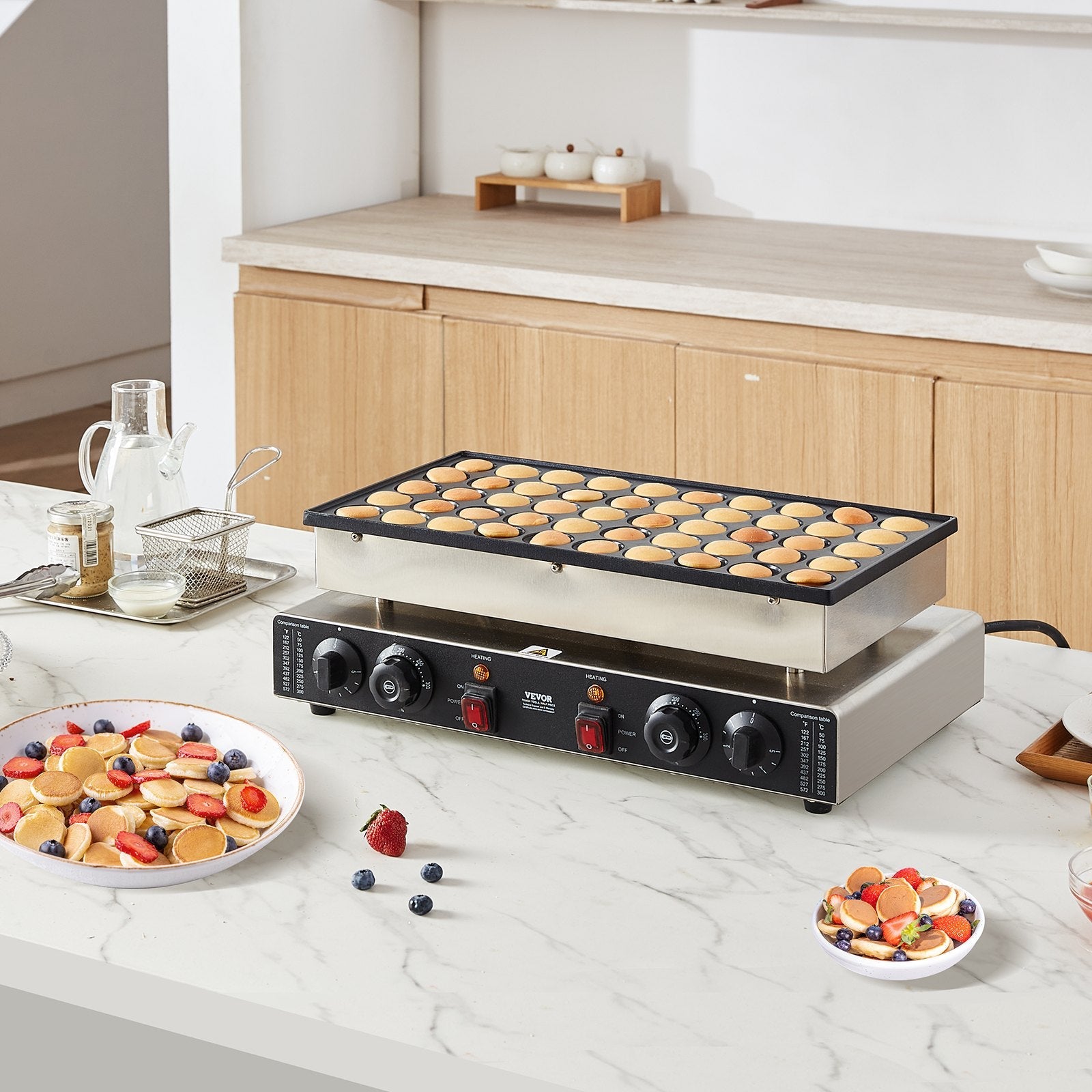 VEVOR 50PCS 43mm Mini Dutch Pancake Maker Commercial Dorayaki Baker 1700W 