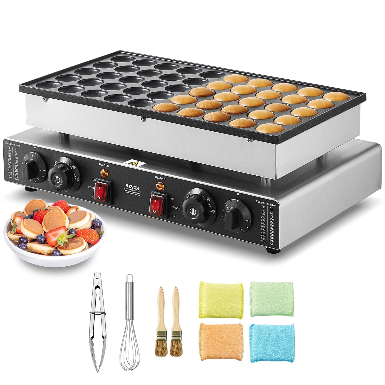 VEVOR 50PCS 43mm Mini Dutch Pancake Maker Commercial Dorayaki Baker 1700W 