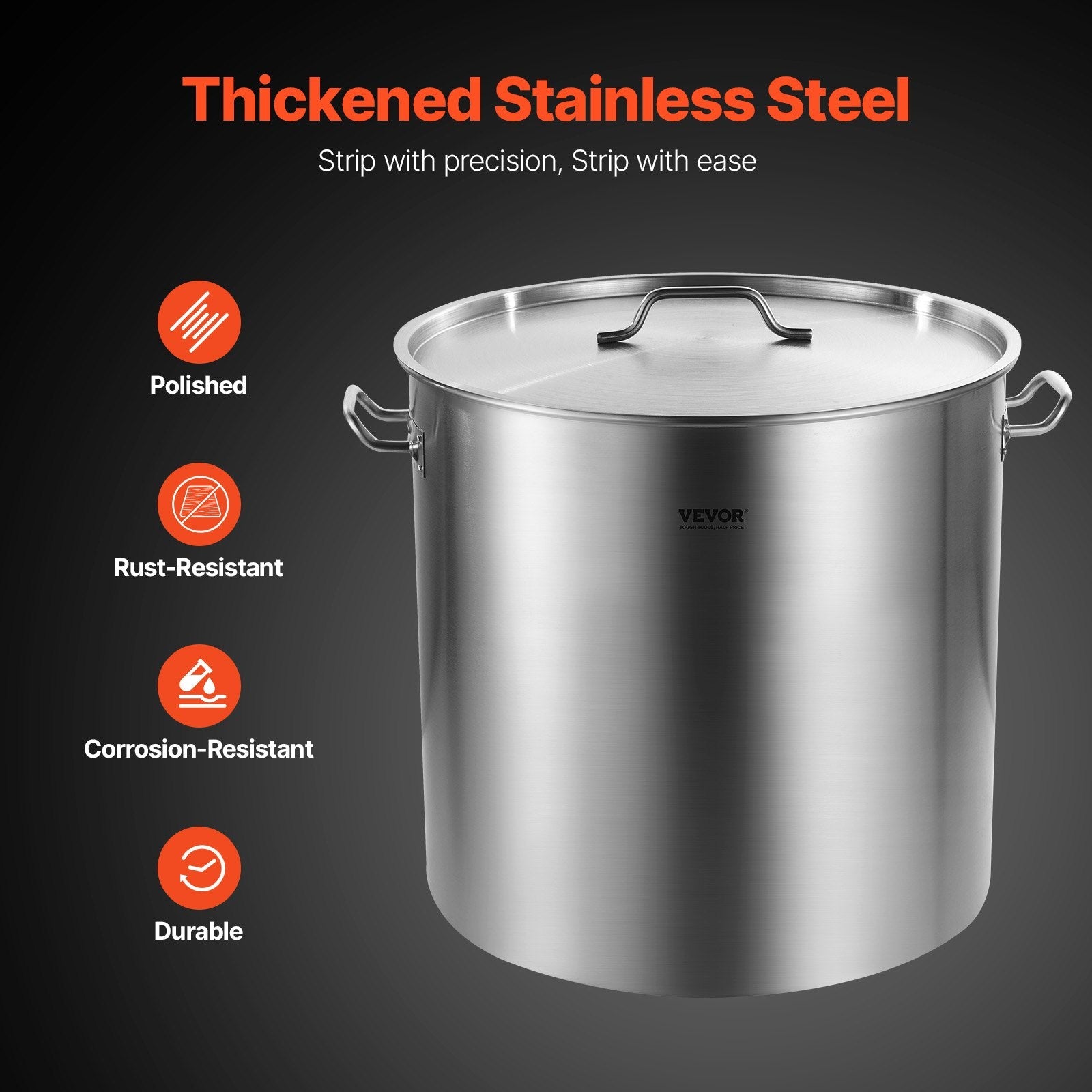 VEVOR 100QT Stainless Steel Stockpot Cooking Kitchen Sauce Pot with Basket Lid 