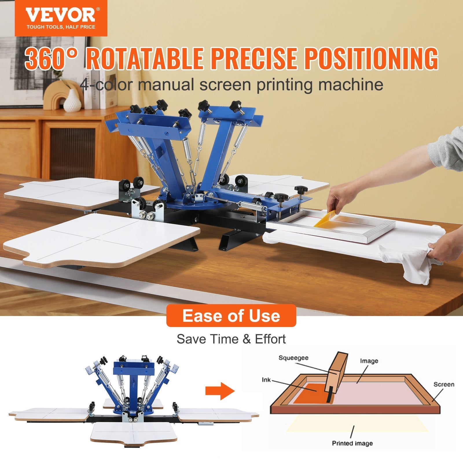 VEVOR 4 Color 4 Station Silk Screening Screenprint Press Screen Printing Machine 