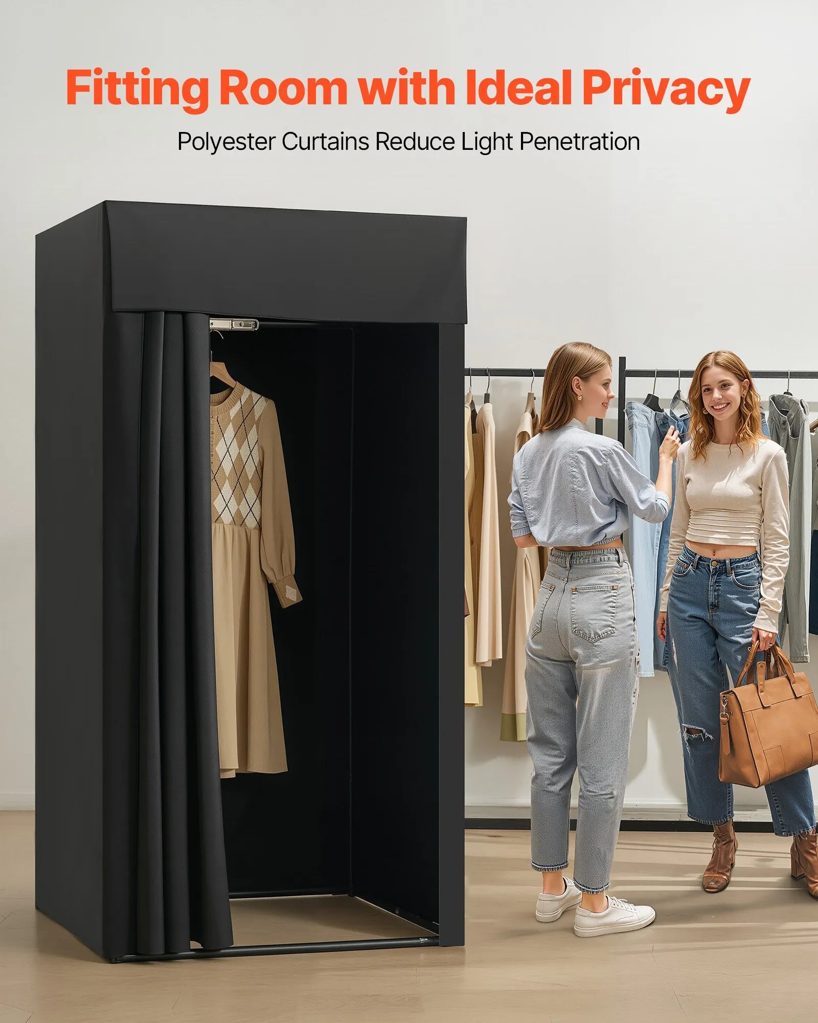 VEVOR Fitting Room Portable Dressing Room 39 x 39 x 78 in Privacy Space (Black)