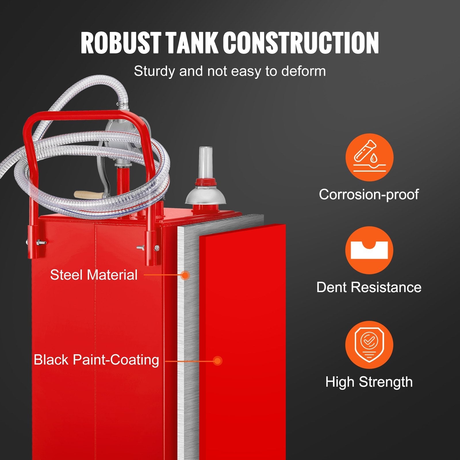 VEVOR 30 Gallon Fuel Caddy, Gas Storage Tank & 2 Wheels, with Manuel Transfer Pump, Gasoline Diesel Fuel Container for Cars, Lawn Mowers, ATVs, Boats, More, Red 