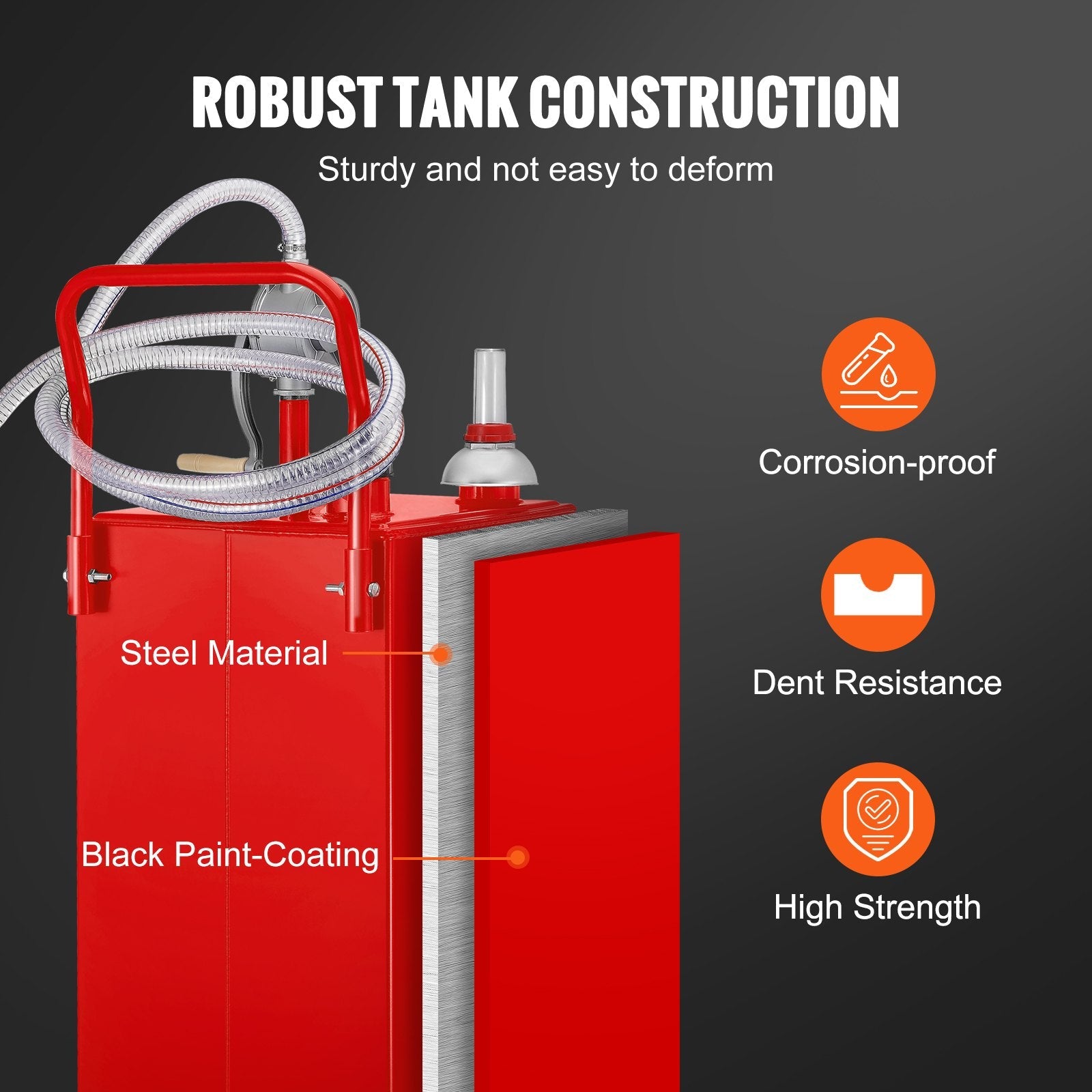 VEVOR Fuel Caddy, 30 Gallon, Gas Storage Tank & 4 Wheels, with Manuel Transfer Pump, Gasoline Diesel Fuel Container for Cars, Lawn Mowers, ATVs, Boats, More, Red 