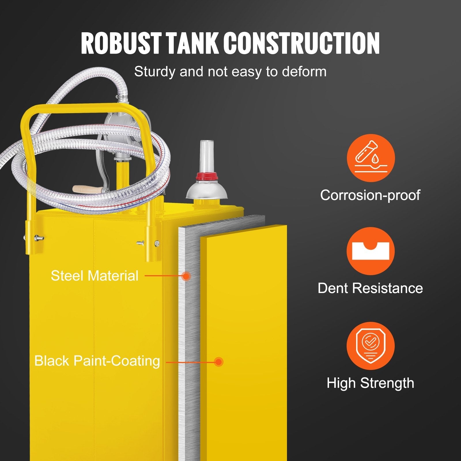 VEVOR 30 Gallon Fuel Caddy, Gas Storage Tank & 4 Wheels, with Manuel Transfer Pump, Gasoline Diesel Fuel Container for Cars, Lawn Mowers, ATVs, Boats, More, Yellow 