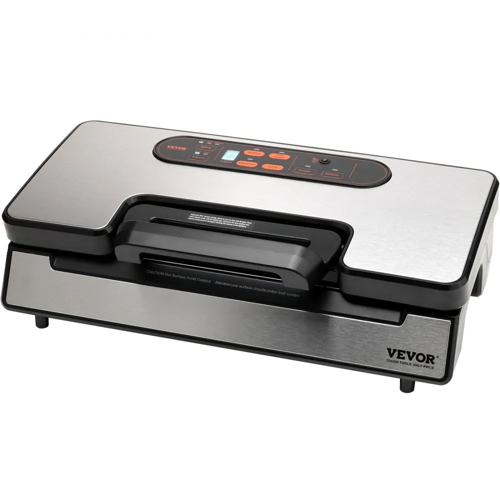 VEVOR Vacuum Sealer Machine, 90Kpa 130W Powerful Dual Pump and Dual Sealing, Dry and Moist Food Storage, Automatic and Manual Air Sealing System with Built-in Cutter, with Seal Bag and External Hose