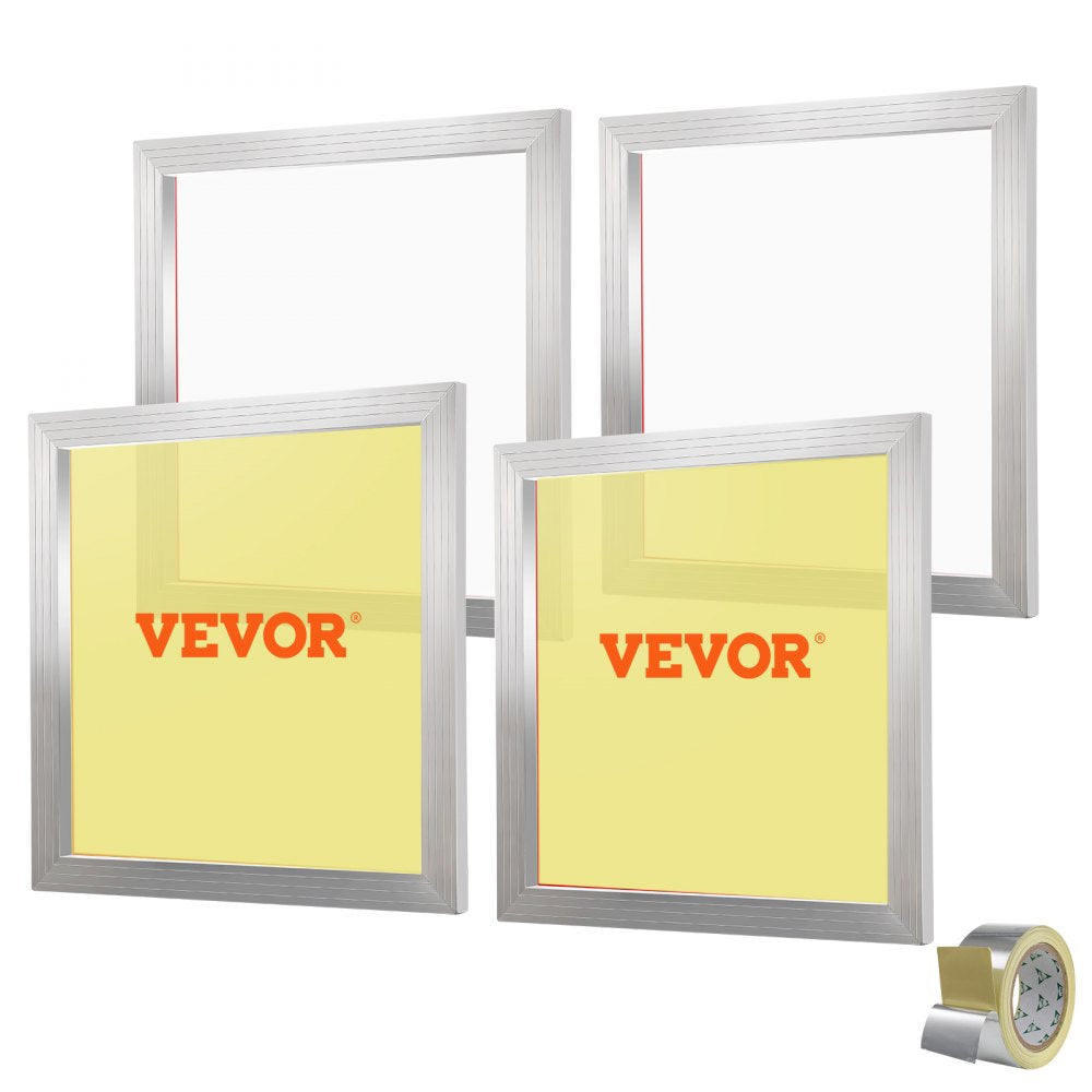 VEVOR Screen Printing Kit, 4 Pieces Aluminum Silk Screen Printing Frames, 20x20inch Silk Screen Printing Frame with 110 Count Mesh, High Tension Nylon Mesh and Sealing Tape for T-shirts DIY Printing 