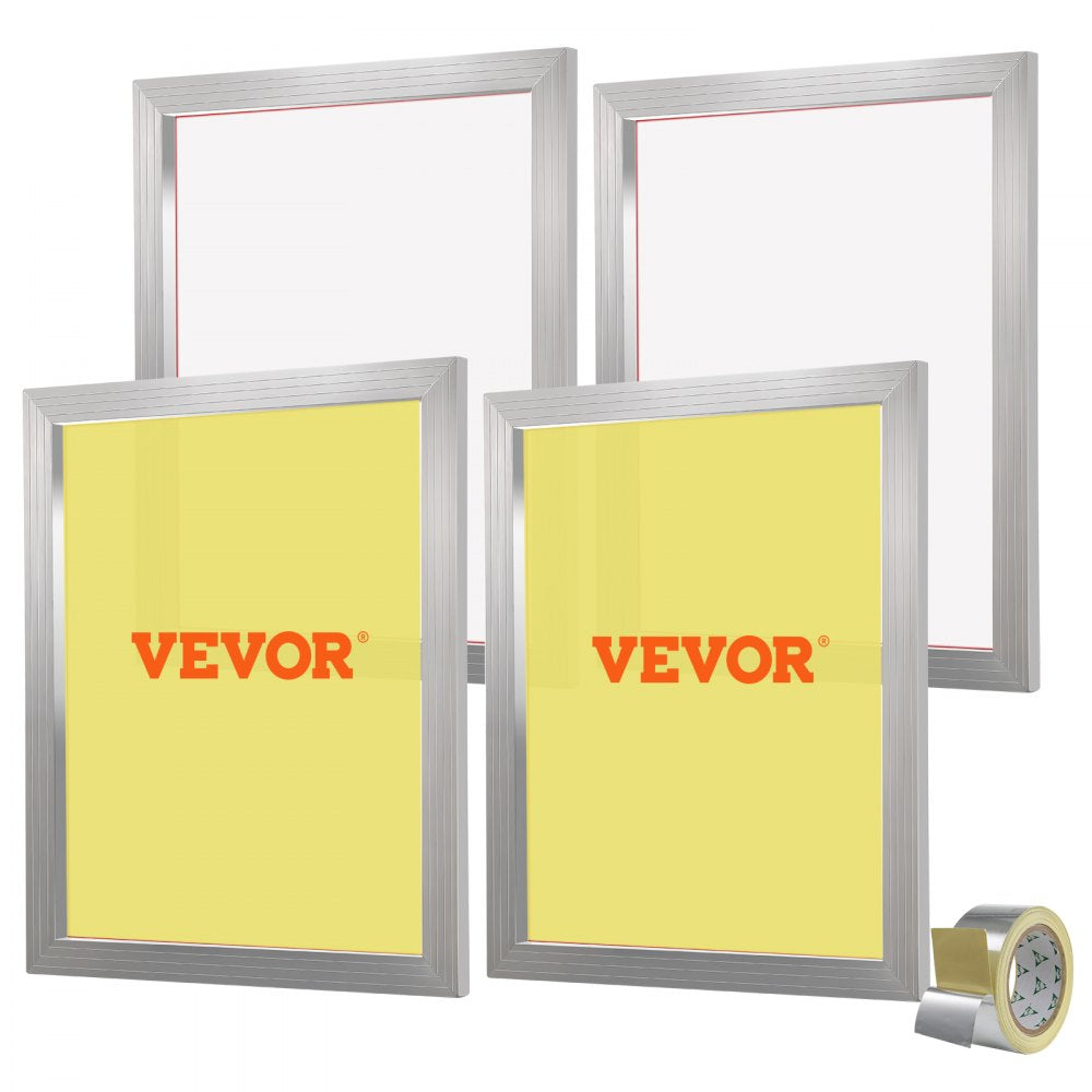 VEVOR Screen Printing Kit, 4 Pieces Aluminum Silk Screen Printing Frames, 20x24inch Silk Screen Printing Frame with 355 Count Mesh, High Tension Nylon Mesh and Sealing Tape for T-shirts DIY Printing 