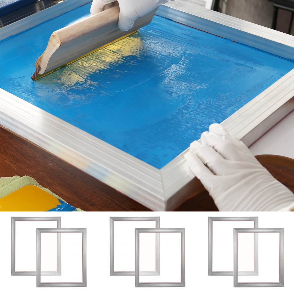 VEVOR Screen Printing Kit, 6 Pieces Aluminum Silk Screen Printing Frames, 16x20inch Silk Screen Printing Frame with 110 Count Mesh, High Tension Nylon Mesh and Sealing Tape for T-shirts DIY Printing 