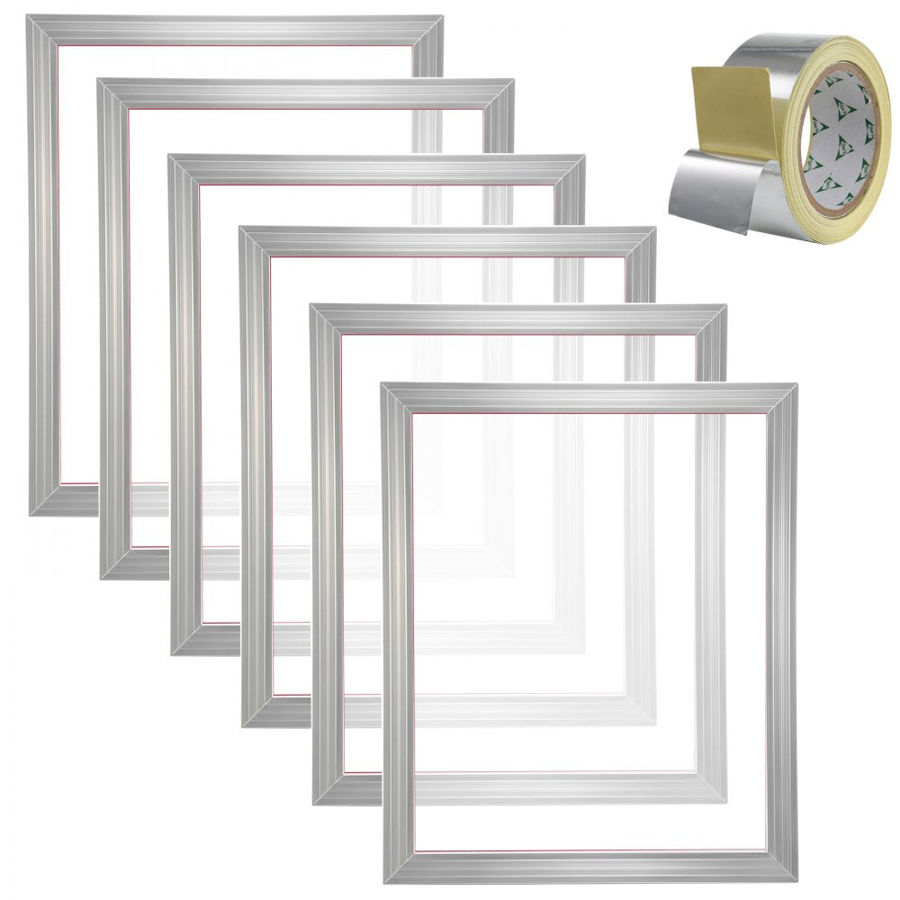 VEVOR Screen Printing Kit, 6 Pieces Aluminum Silk Screen Printing Frames, 16x20inch Silk Screen Printing Frame with 110 Count Mesh, High Tension Nylon Mesh and Sealing Tape for T-shirts DIY Printing 