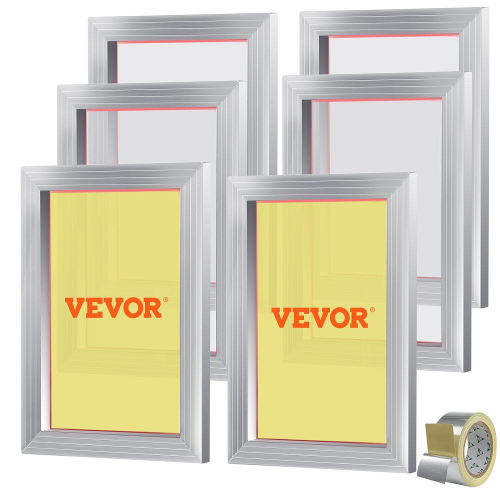 VEVOR Screen Printing Kit, 6 Pieces Aluminum Silk Screen Printing Frames, 10x14inch Silk Screen Printing Frame with 156 Count Mesh, High Tension Nylon Mesh and Sealing Tape for T-shirts DIY Printing 