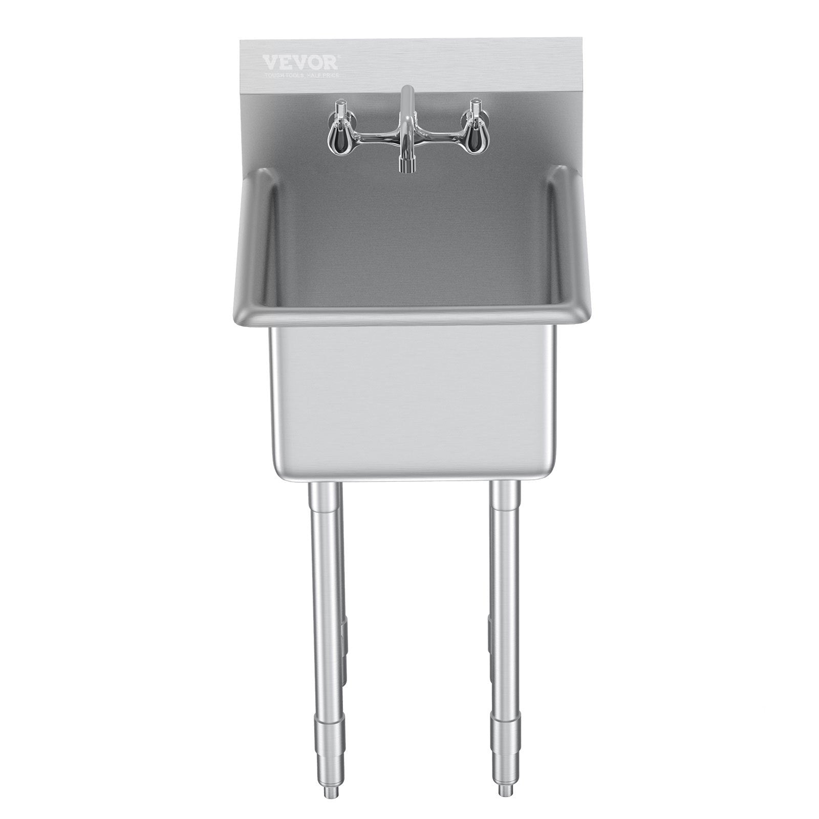 VEVOR Stainless Steel Prep & Utility Sink, 1 Compartment Free Standing Small Sink Include Faucet & legs, 18"x41" Commercial Single Bowl Sinks for Garage, Restaurant, Kitchen, Laundry, NSF Certified 