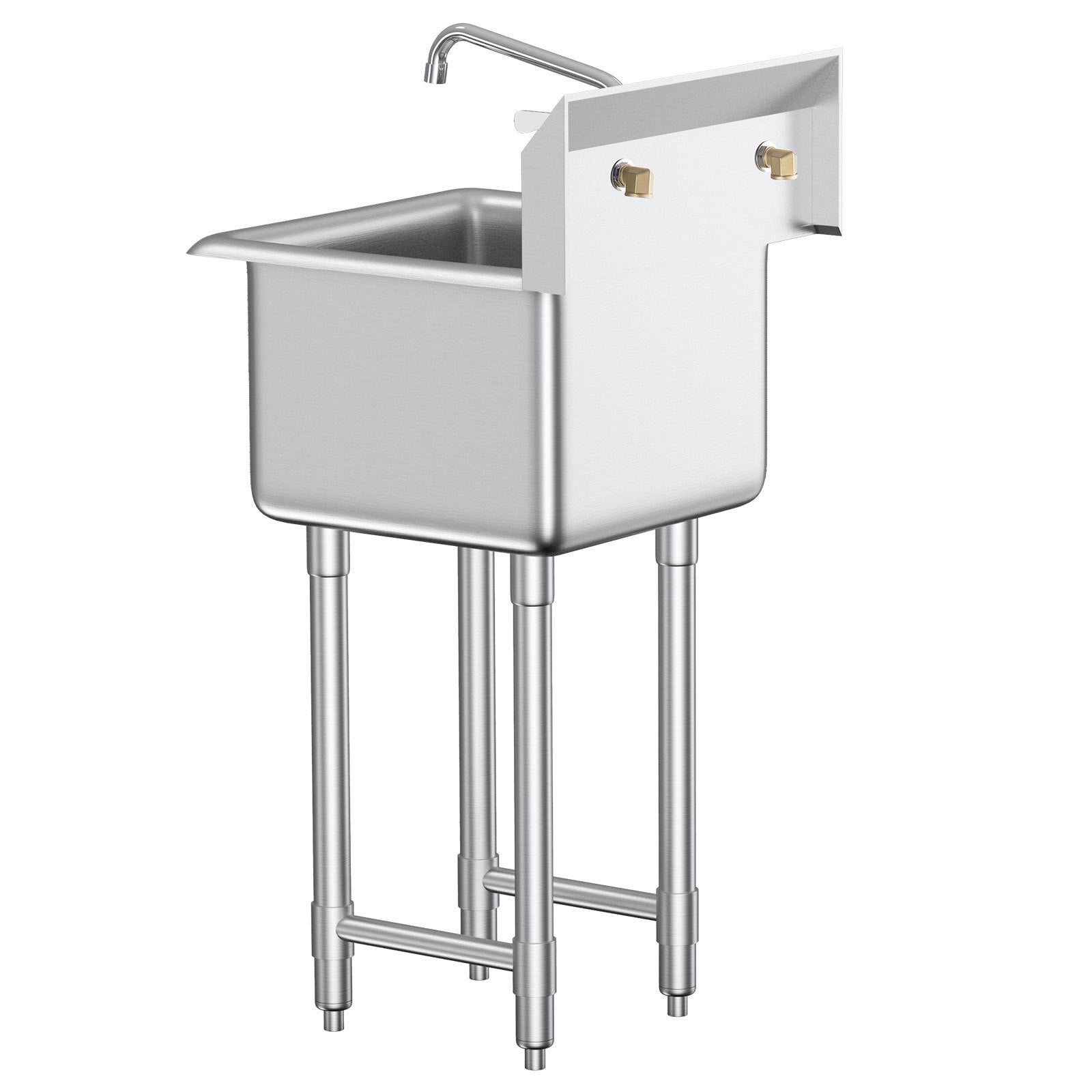 VEVOR Stainless Steel Prep & Utility Sink, 1 Compartment Free Standing Small Sink Include Faucet & legs, 18"x41" Commercial Single Bowl Sinks for Garage, Restaurant, Kitchen, Laundry, NSF Certified 